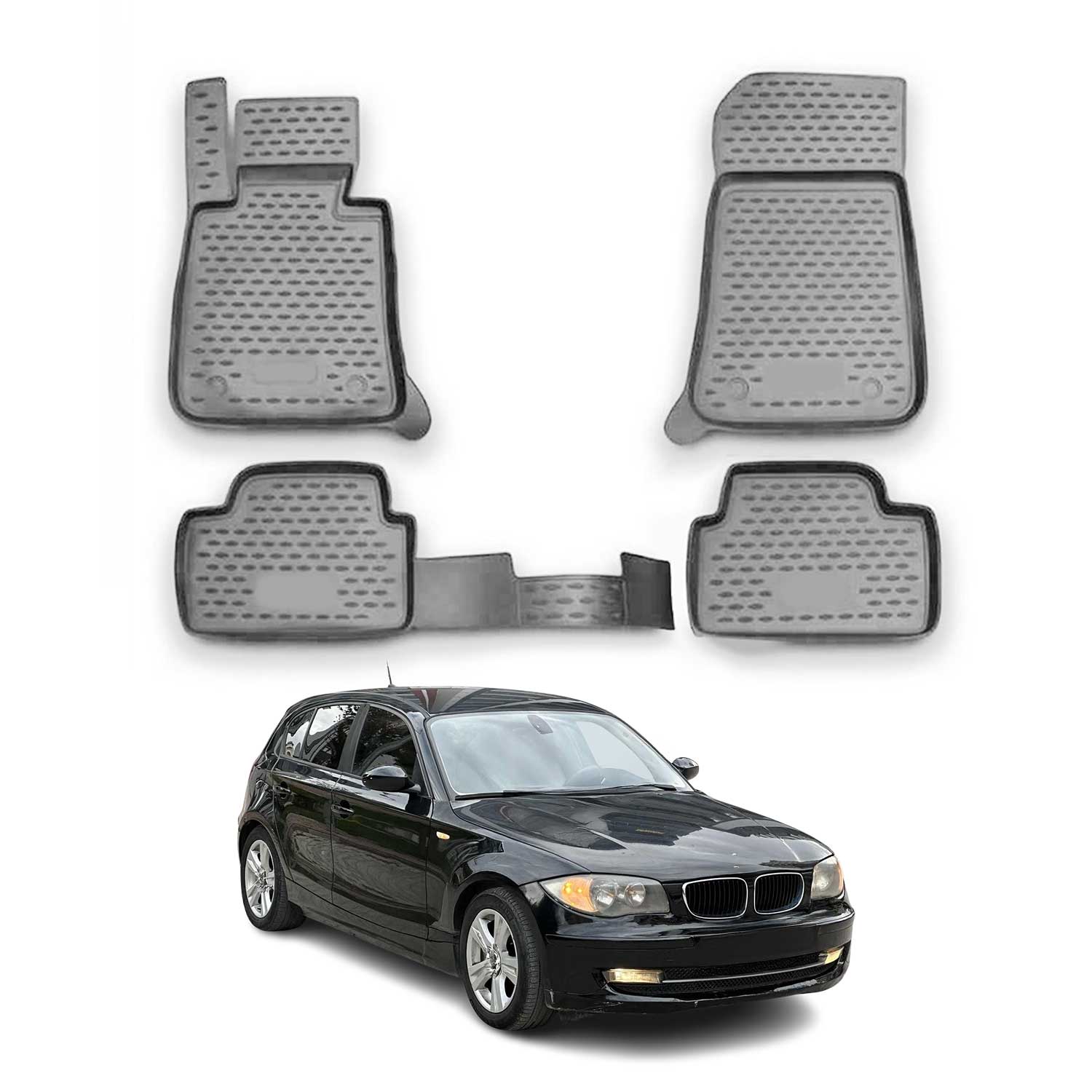 OMAC Alfombrillas De Coche para BMW Serie 1 E87 2004-2011 Gris Goma TPE 4Pza