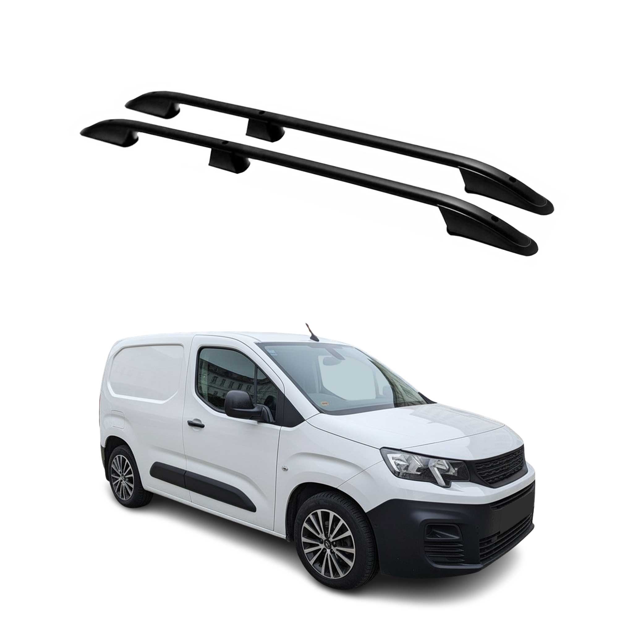 Rieles & Barras de Techo para Peugeot Partner 2018-2024 L1 Corto Negro Alu 2Pza