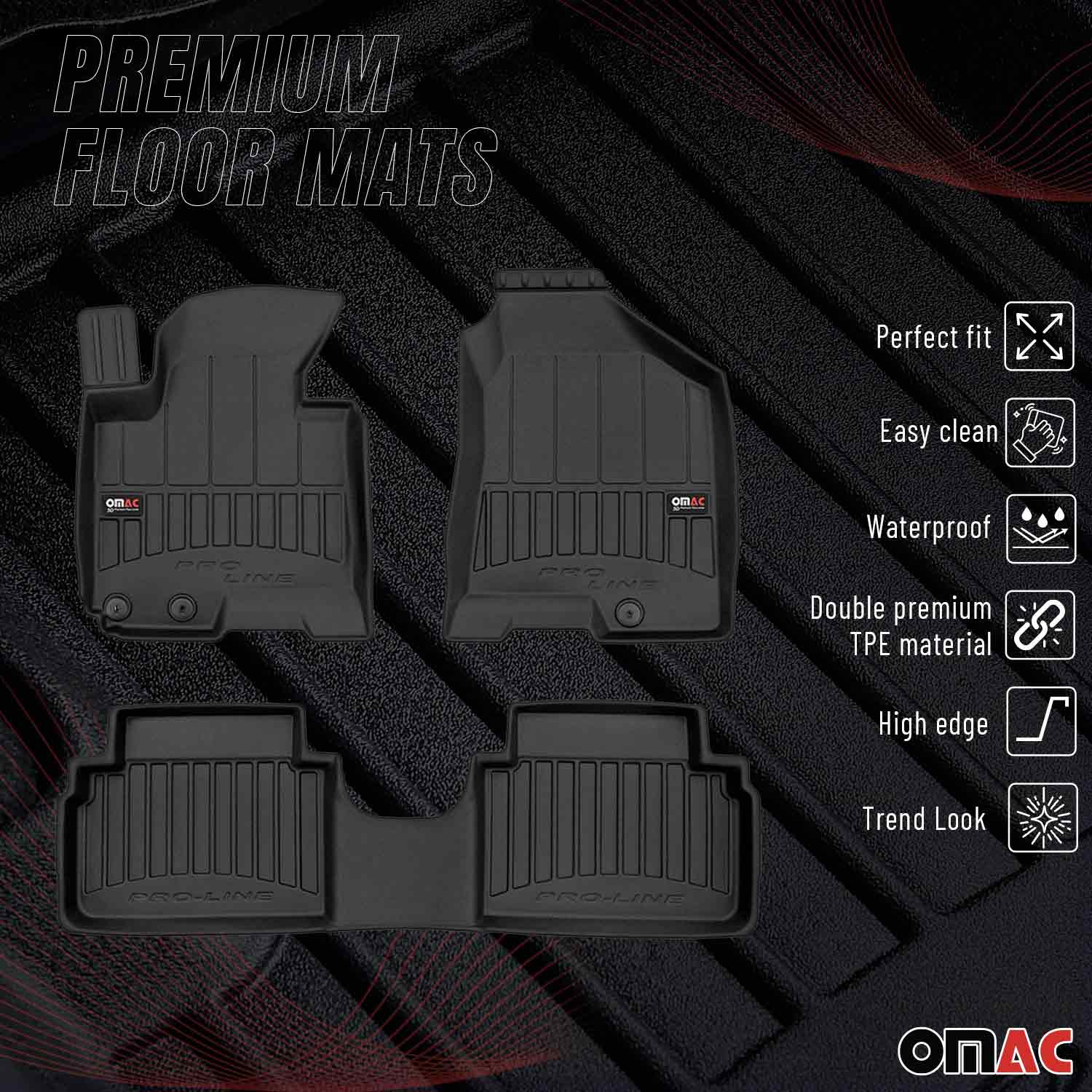 OMAC Premium Alfombrillas De Coche para Hyundai ix35 2009-2015 Negro TPE Goma 3x
