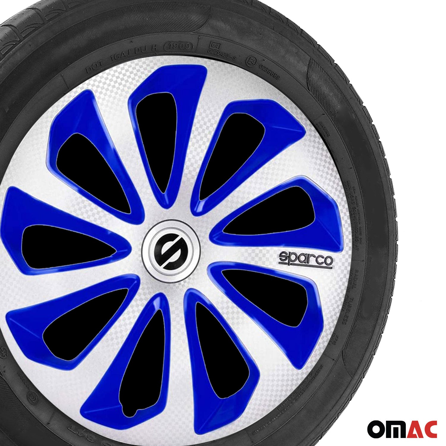 Sparco Tapacubos 15 Pulgadas Universal Plata Azul Carbono ABS Plástico