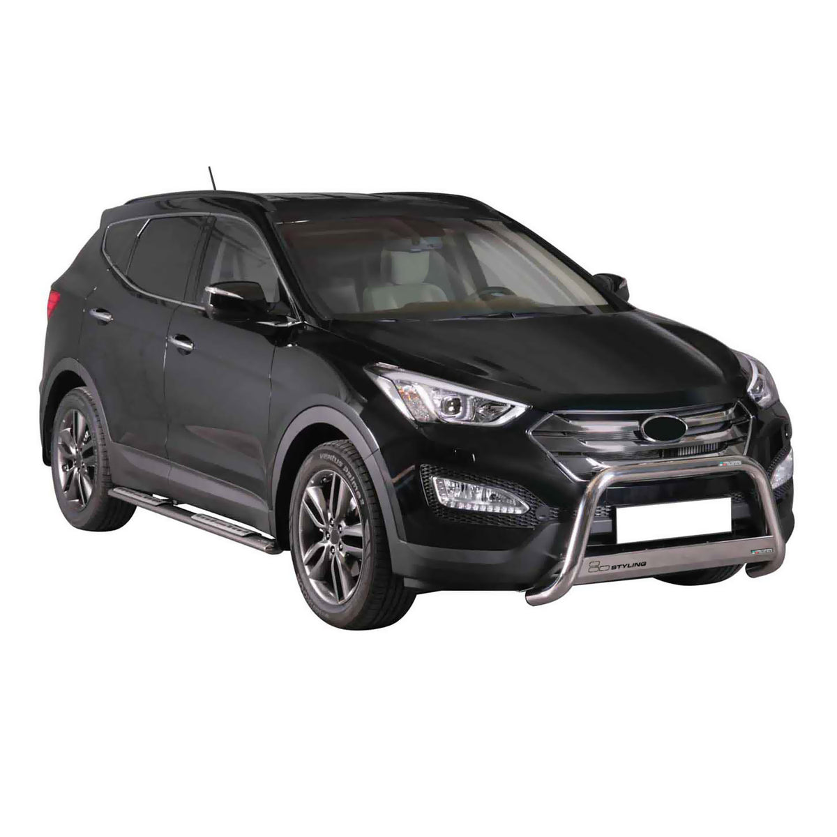 Bull Barra Frontal para Hyundai Santa Fe 2012-2015 Plata Brillante Acero 1Pza
