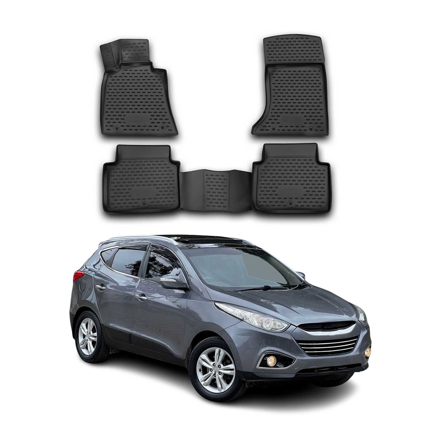 OMAC Alfombrillas De Coche para Hyundai ix35 2009-2015 Negro Goma TPE 4Pza