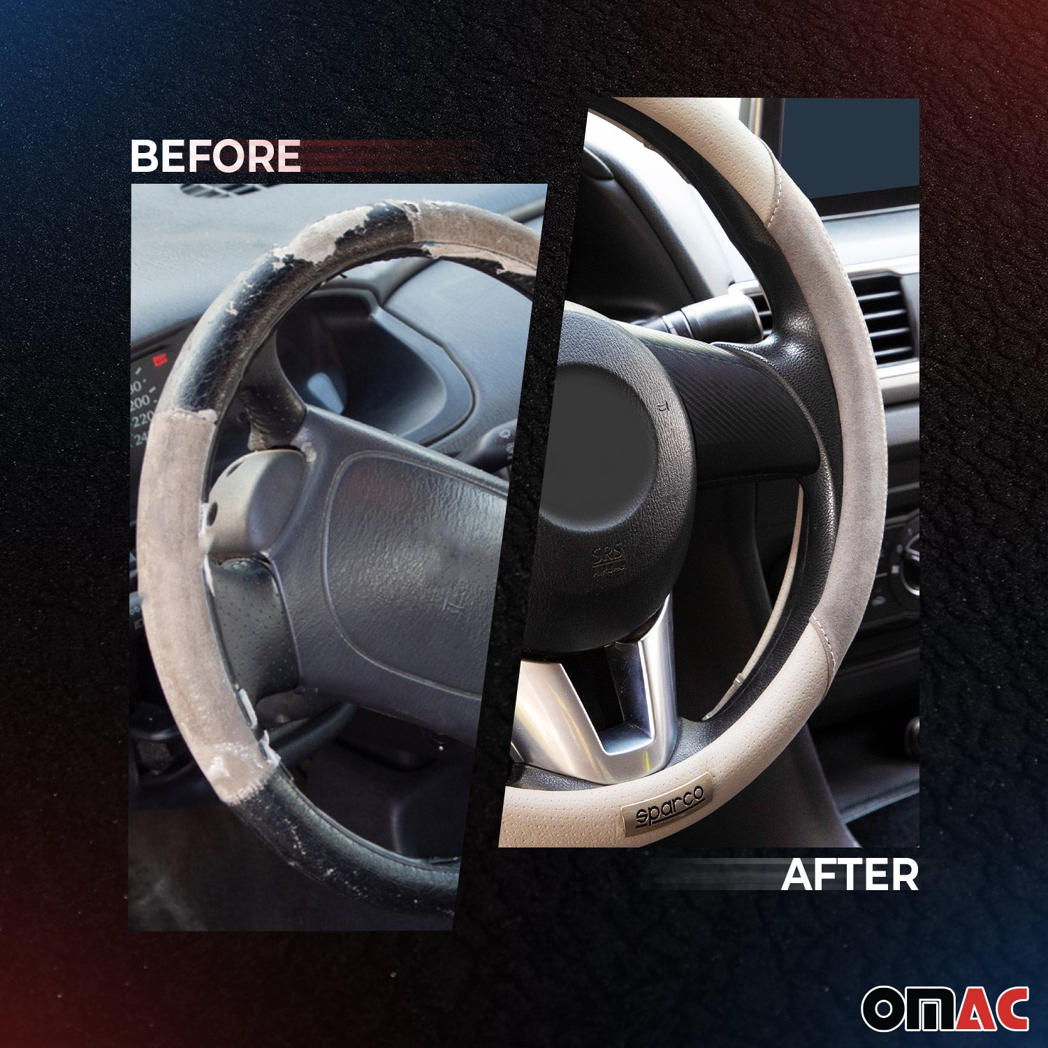 Sparco Cubierta de Vuero de Para Volante de Automóvil Universal Gris