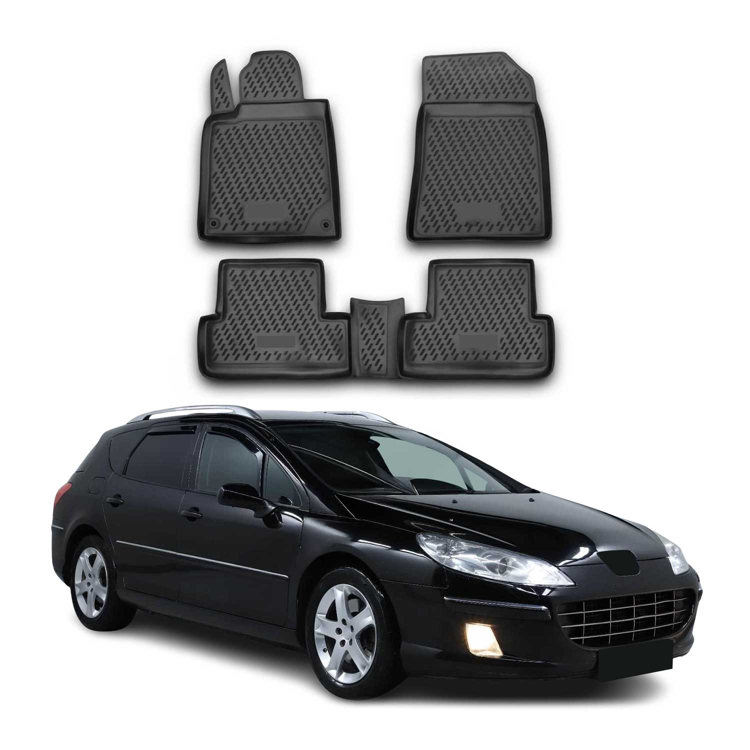 OMAC Alfombrillas De Coche para Peugeot 407 Sedán Familiar 2004-2011 4x