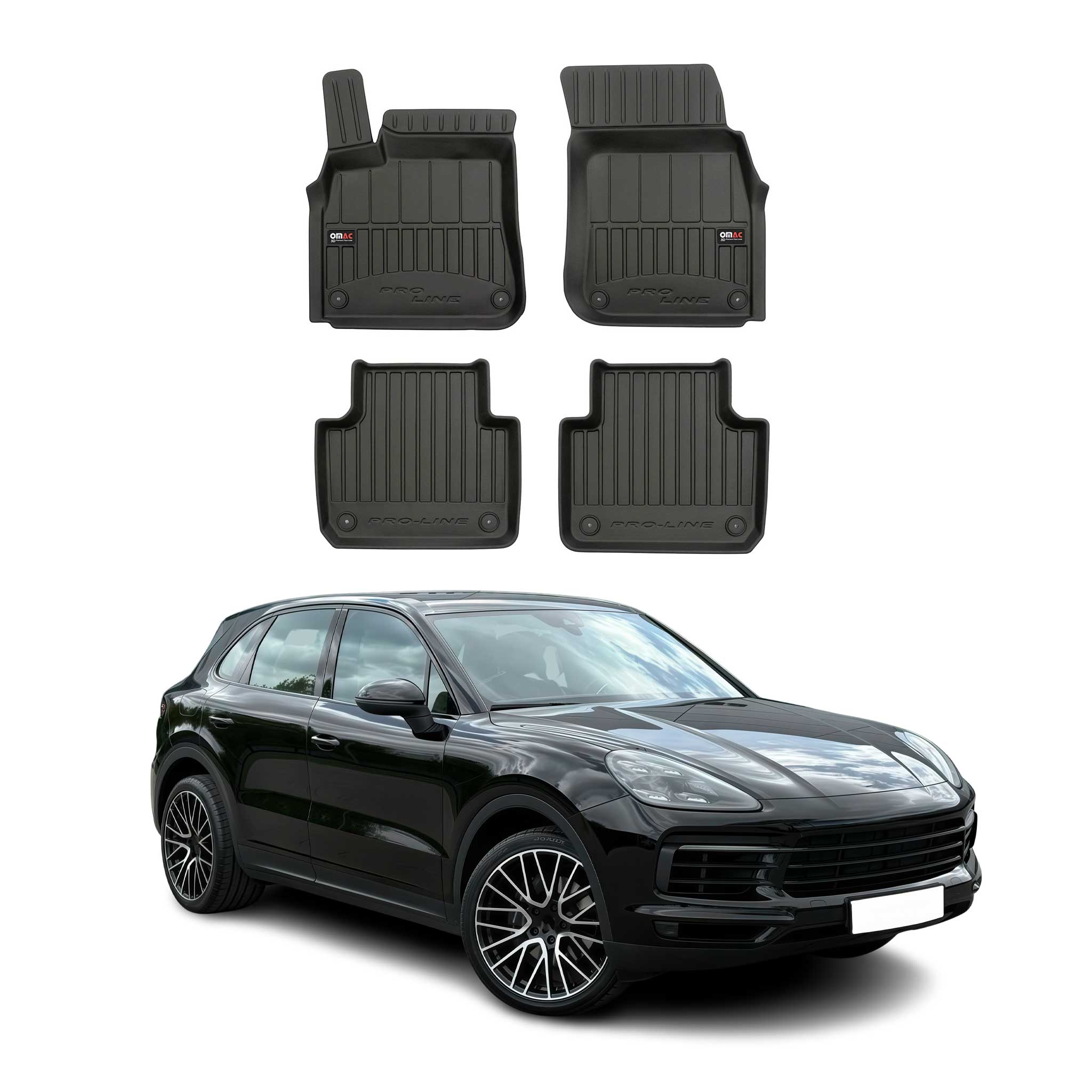 OMAC Premium Alfombrillas De Coche para Porsche Cayenne 9YA 2017-2024 Goma 4x