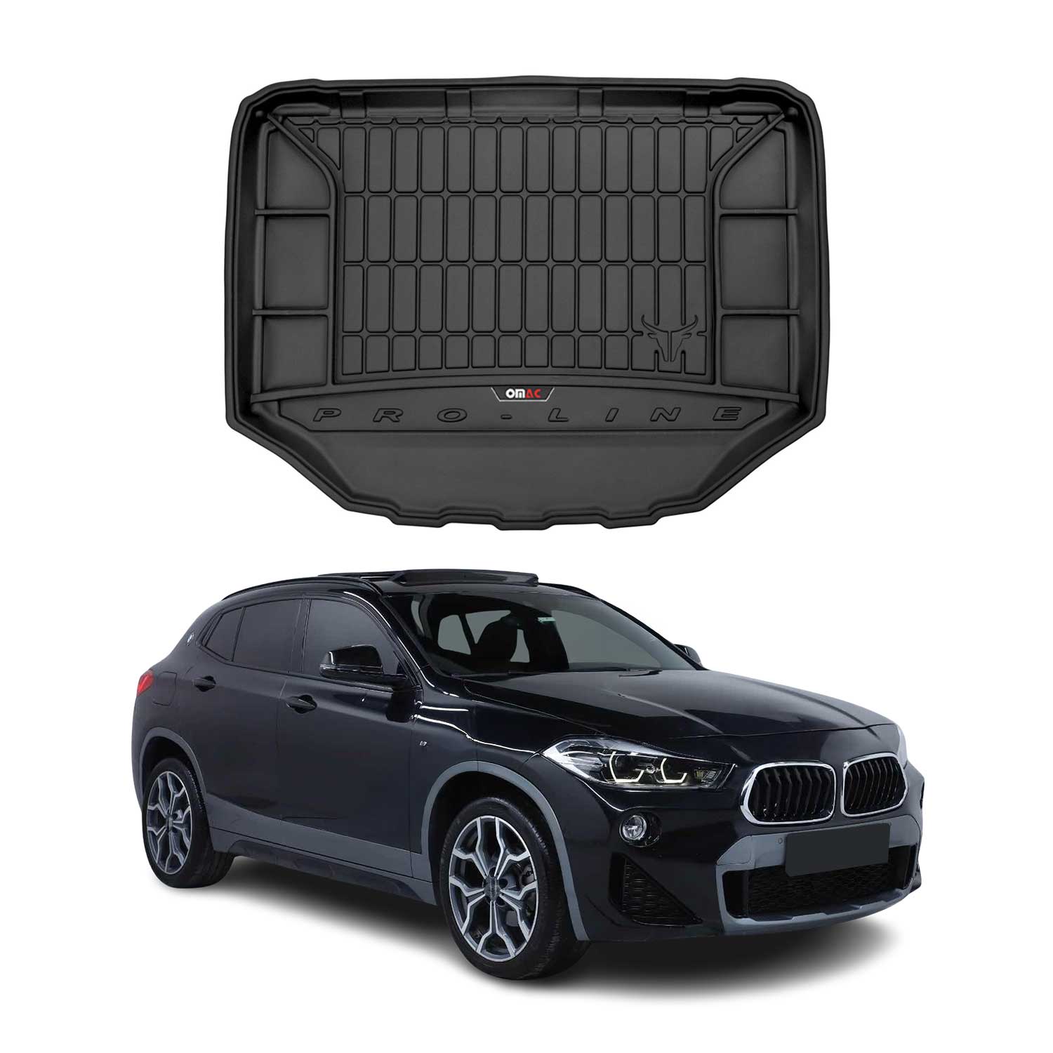 OMAC Premium Bandeja Maletero Alfombrilla para BMW X2 F39 2018-2023 Negro