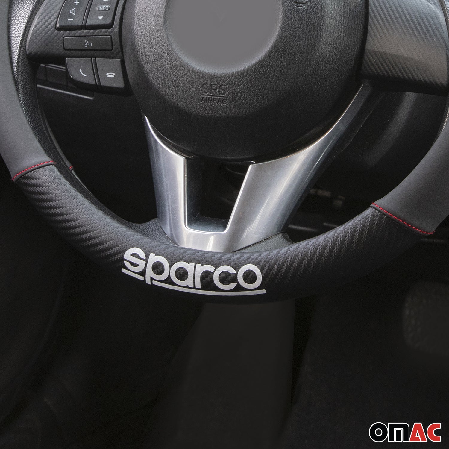 Sparco Cubierta de Para Volante de Automóvil Universal Negro Rojo Goma