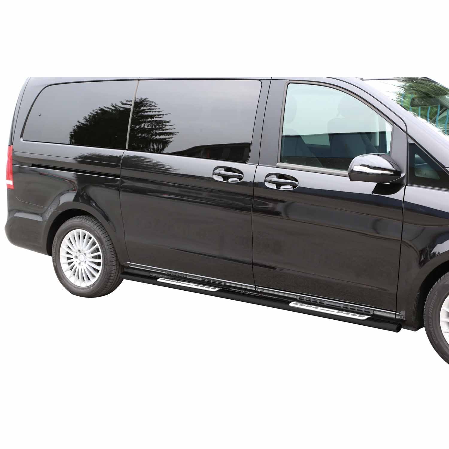 Estribos Barras Laterales para Mercedes Vito Classe W447 2014-2025 Negro Acero