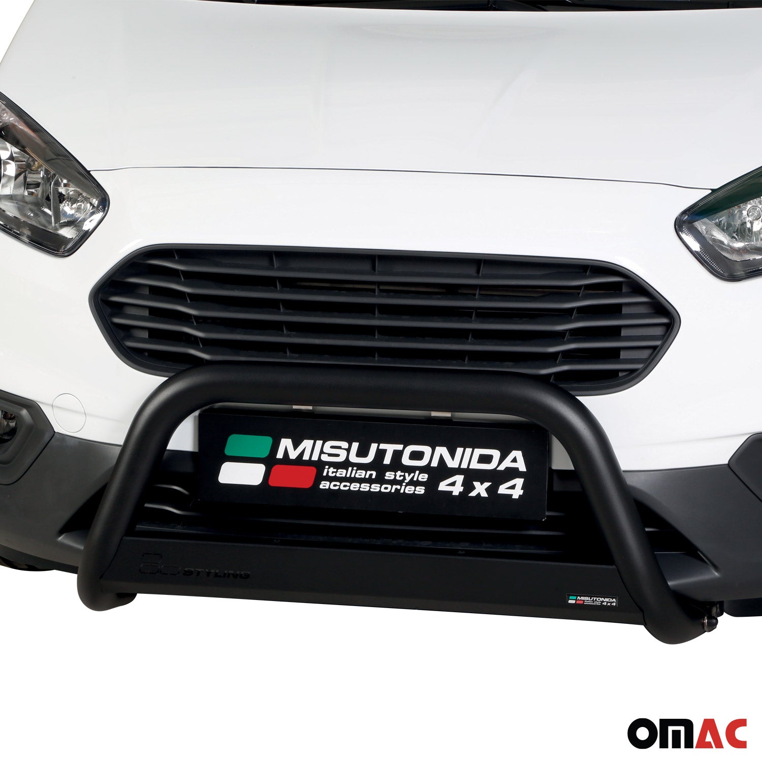 Bull Barra Frontal para Ford Transit Courier 2018-2023 Negro Brillante Acero