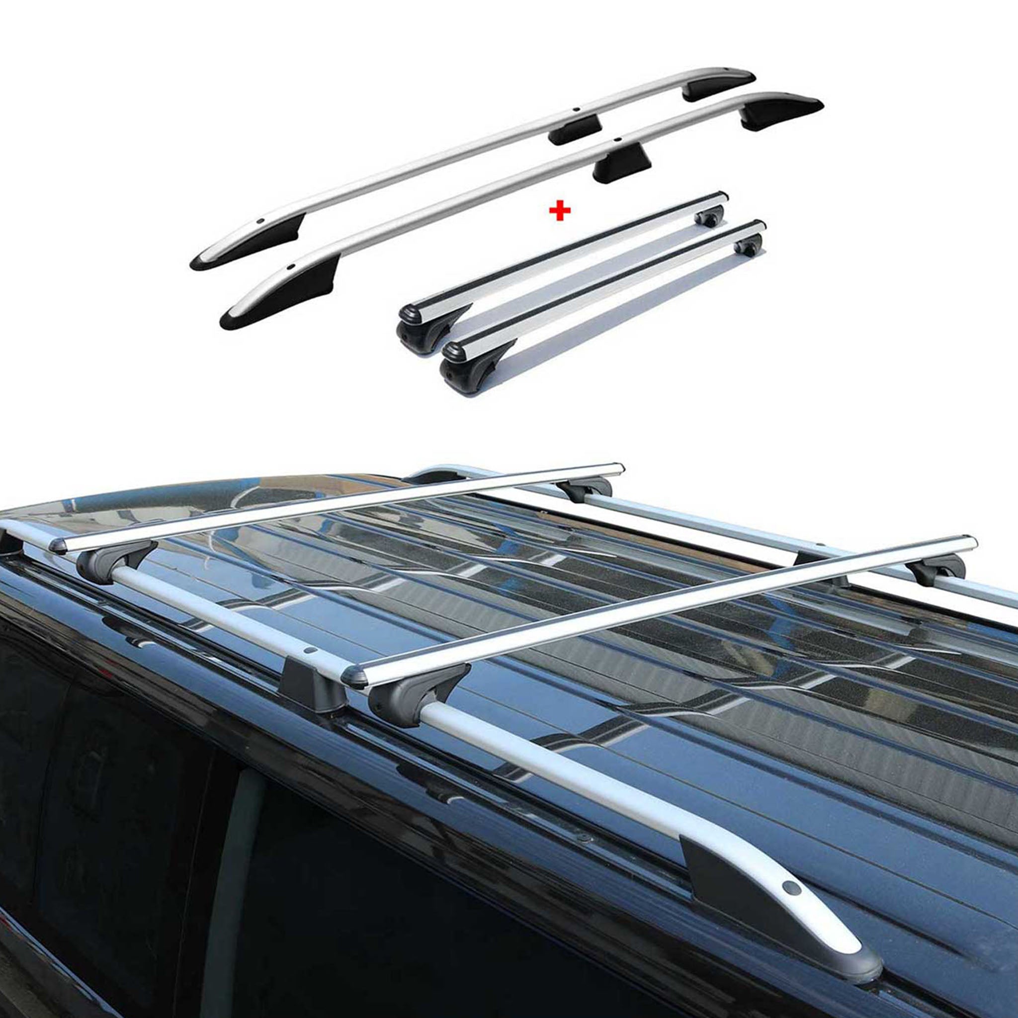 Rieles & Barras de Techo Coche para Citroen Berlingo 2008-2018 L1 Gris Alu 4Pza