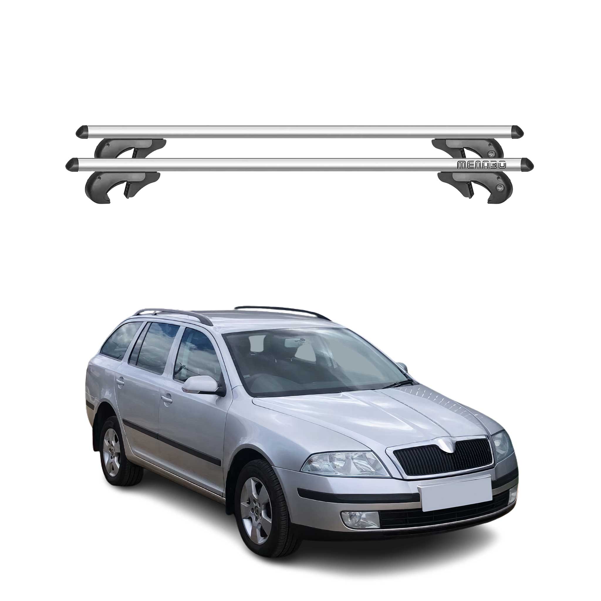 Menabo Barras de Techo Baca para Skoda Octavia 1Z 2004-2013 Gris Aluminio 2Pza