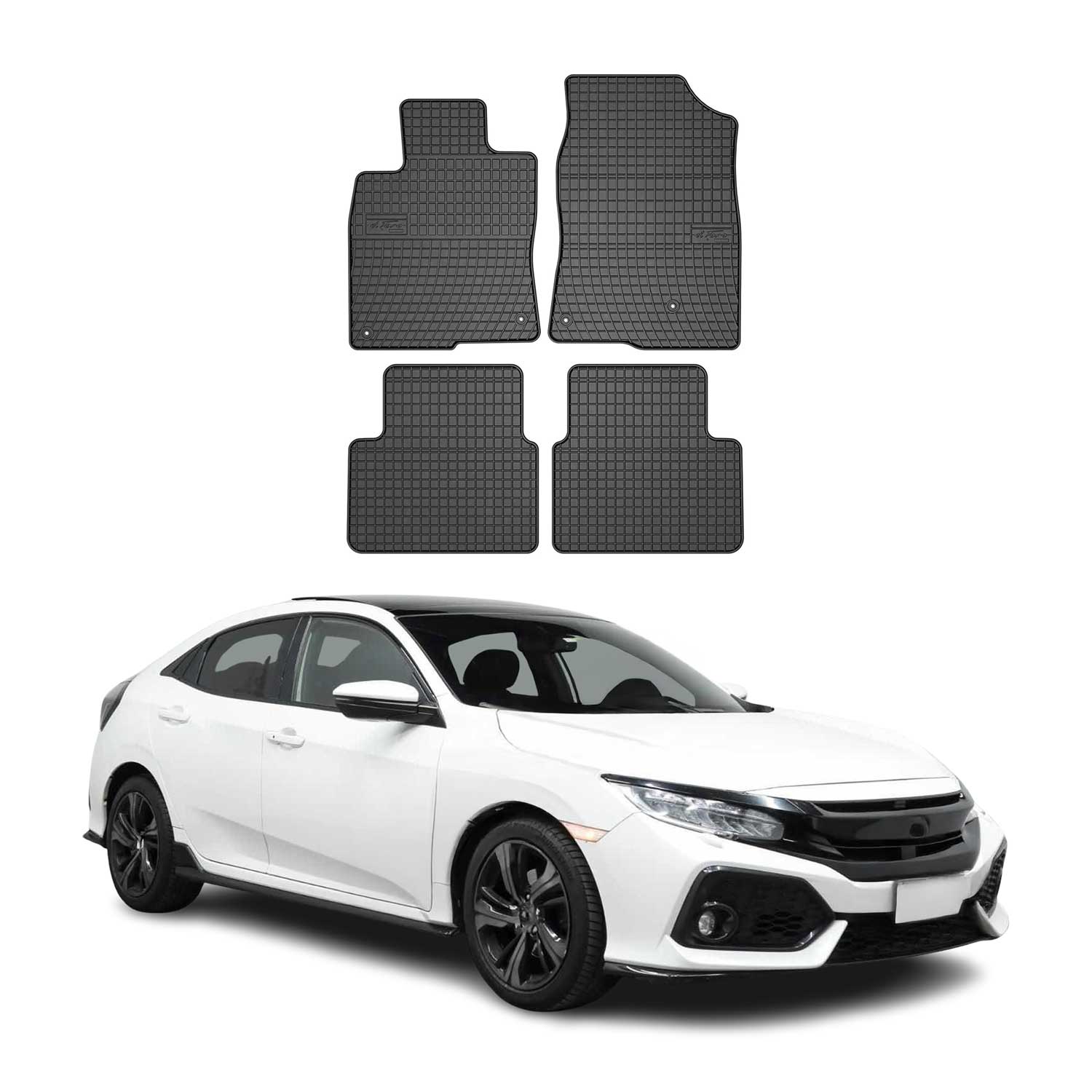 OMAC Alfombrillas De Coche para Honda Civic X HB 2017-2025 Negro Goma 4Pza