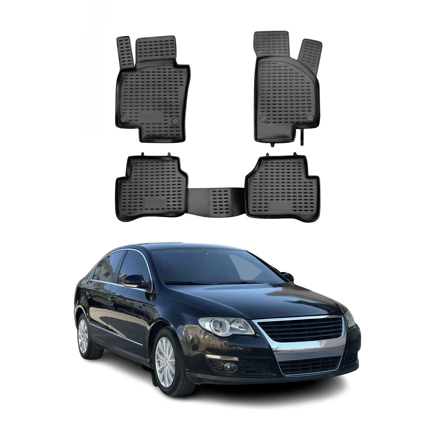 OMAC Alfombrillas De Coche para VW Passat B6 2005-2011 Negro Goma TPE 4Pza