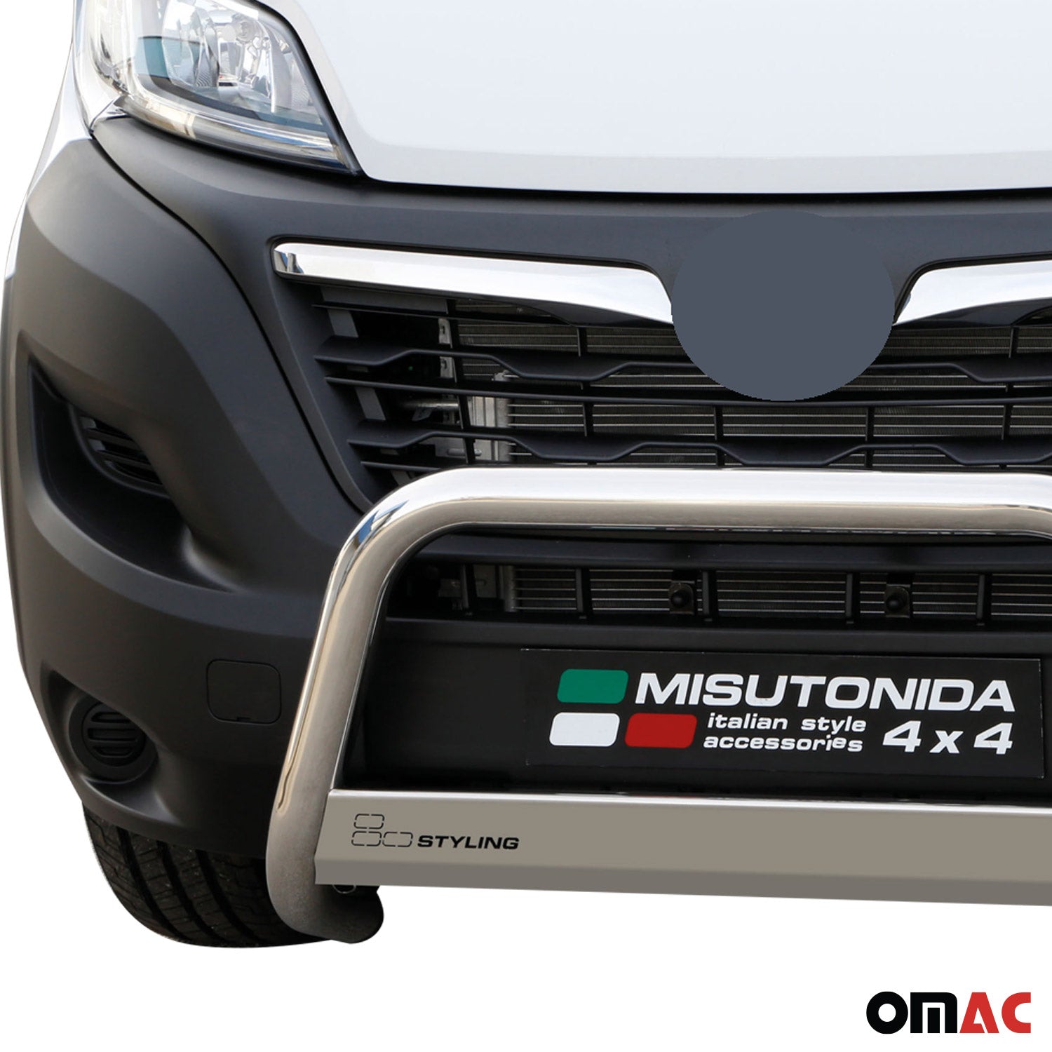 Bull Barra Frontal para Opel Movano 2022-2025 Plata Brillante Acero 1Pza