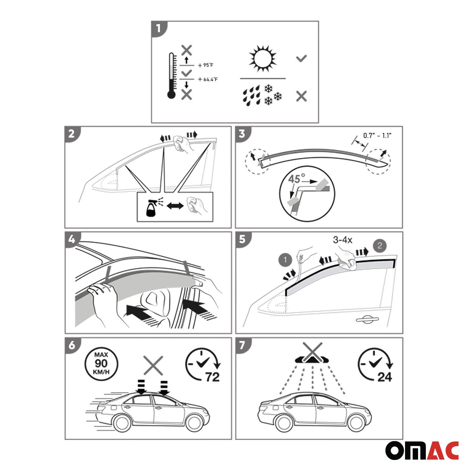 Deflectores de Aire de Viento para Skoda Octavia 2019-2025 Oscuro Acrílico 4Pza