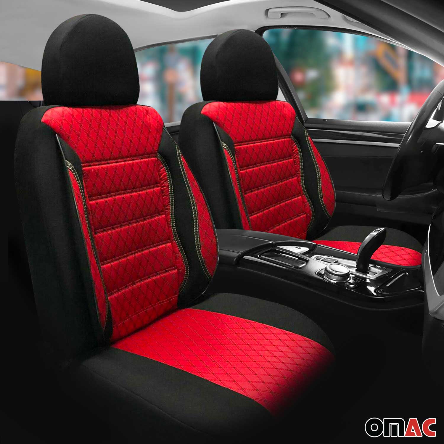 Funda de Asiento para Peugeot Partner 2019-2025 Negro Rojo Polialgodón 1Pza