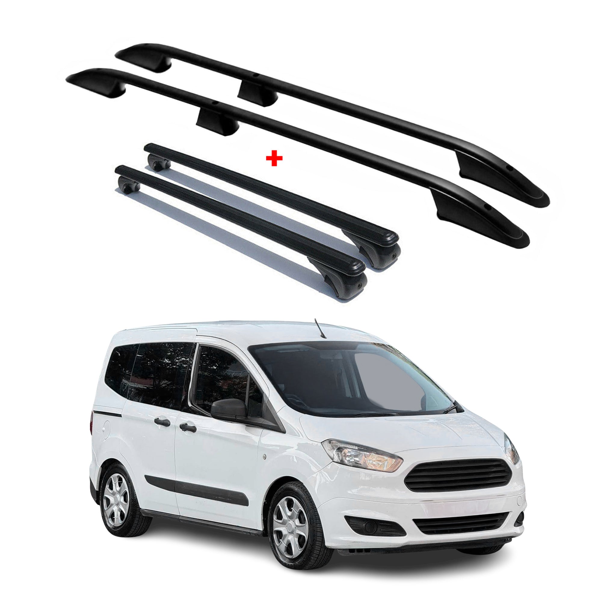 Rieles & Barras de Techo Coche para Ford Tourneo Courier 2014-2023 Negro Alu 4x