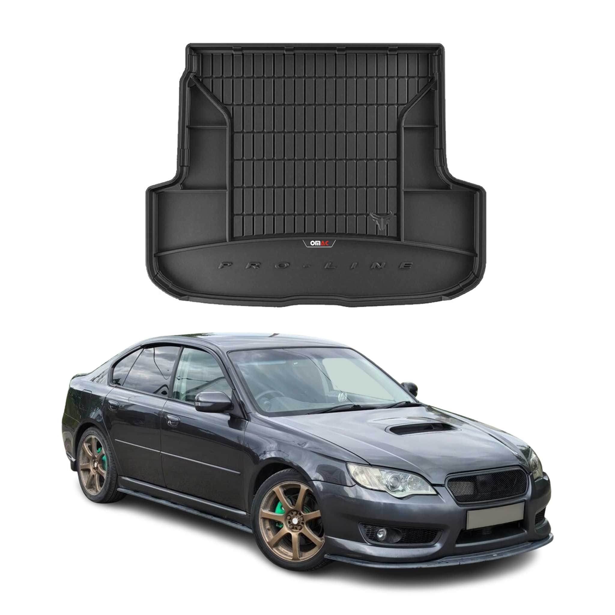 OMAC Premium Bandeja Maletero Alfombrilla para Subaru Legacy 2003-2009 Negro TPE