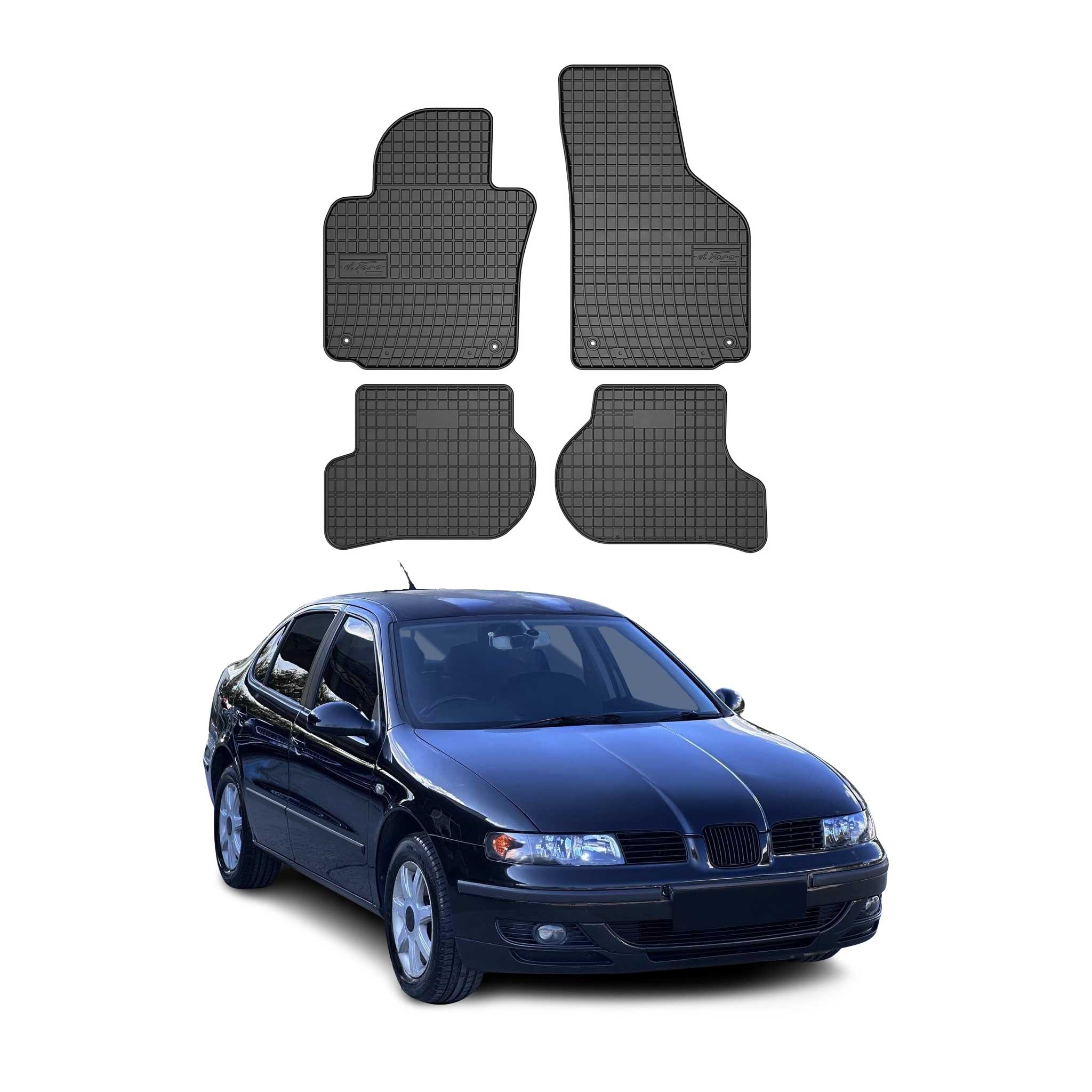 OMAC Alfombrillas De Coche para Seat Toledo 2004-2009 Negro Goma TPE 4Pza