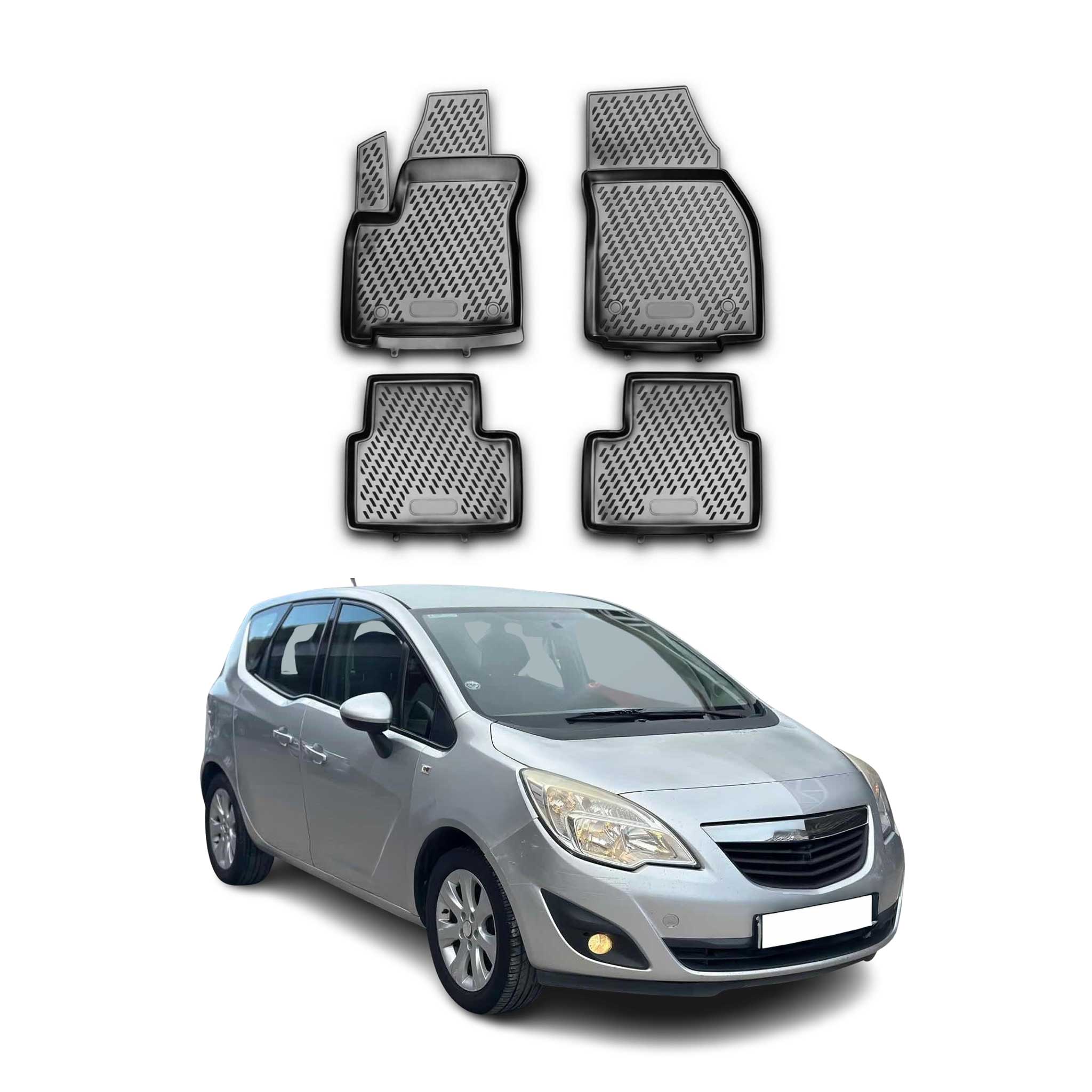 OMAC Alfombrillas De Coche para Opel Meriva B 2010-2017 Negro Goma TPE 4Pza