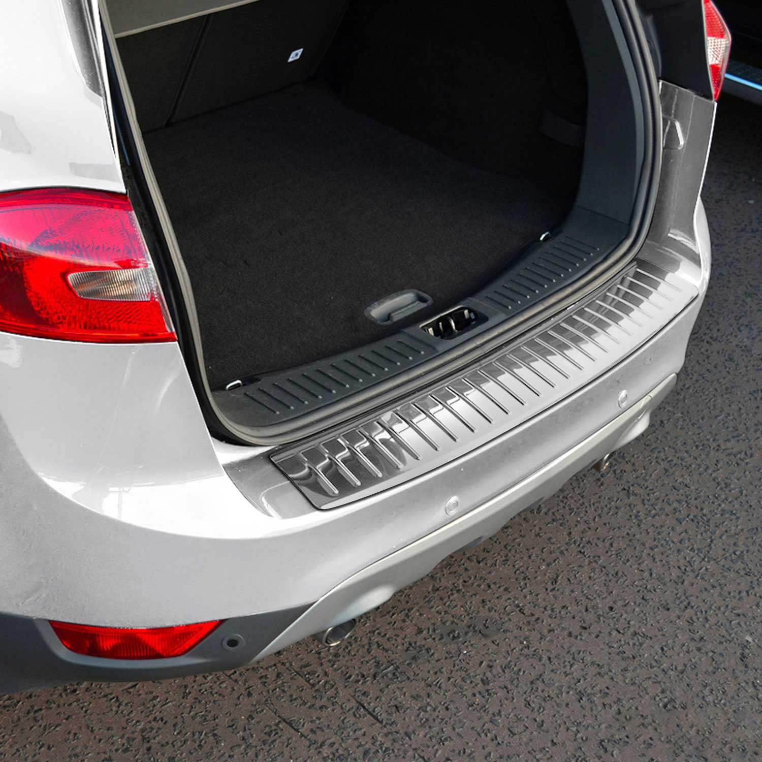 Protector de Parachoques Trasero para Ford Kuga I 2008-12 Plata Brillante Acero