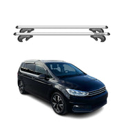Menabo Barras de Techo Coche Barra para VW Touran 2015-2020 Gris Aluminio 2Pza