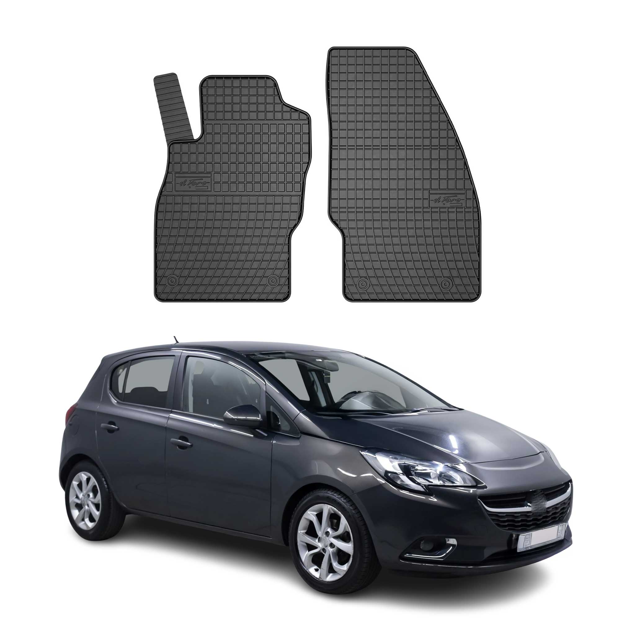 OMAC Alfombrillas De Coche para Opel Corsa 2014-2019 3puertas Negro Goma 2Pza