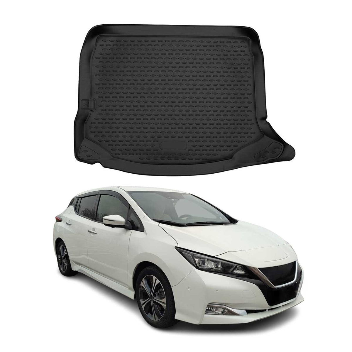 OMAC Bandeja Maletero Alfombrilla para Nissan Leaf 2017-2024 Negro Goma TPE 1Pza