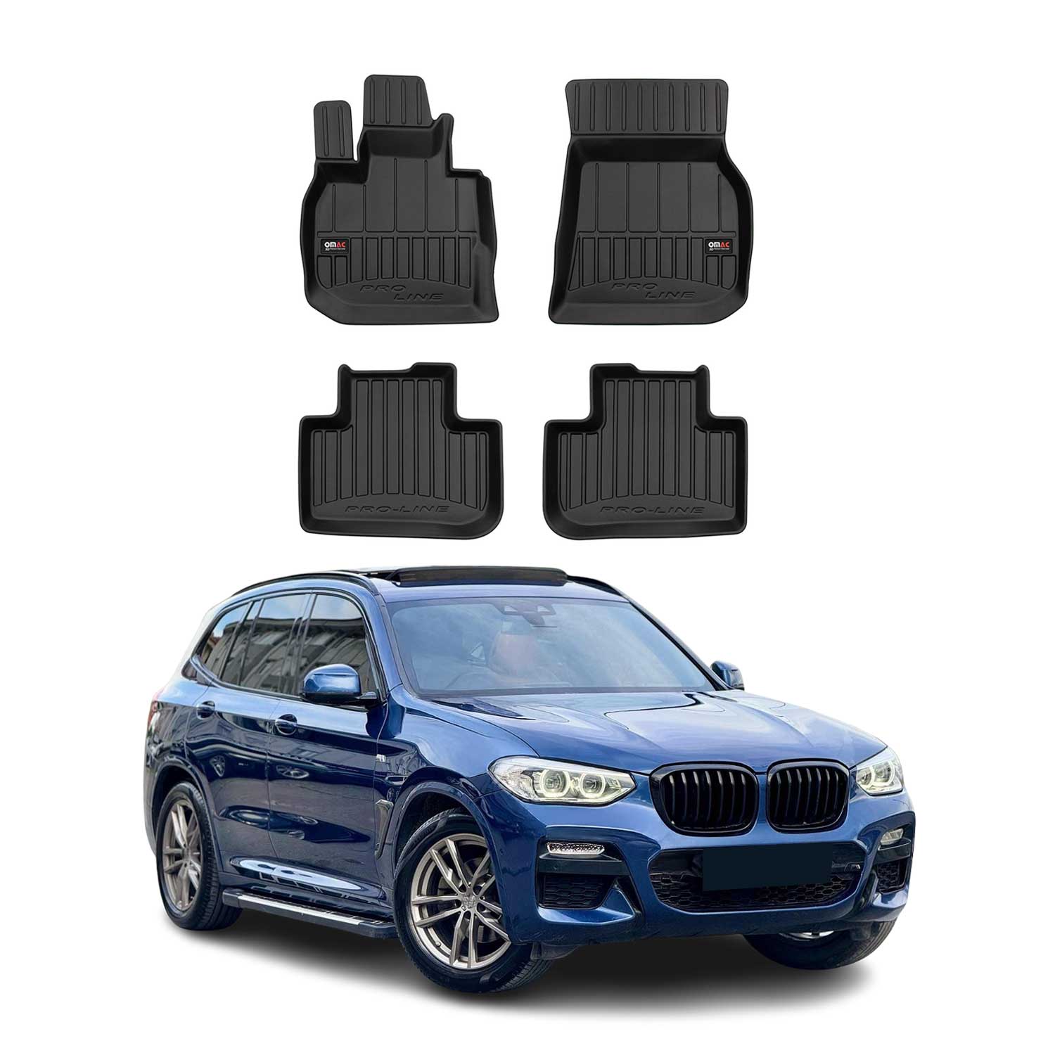 OMAC Premium Alfombrillas De Coche para BMW X3 G01 2017-2024 Negro TPE Goma 4Pza