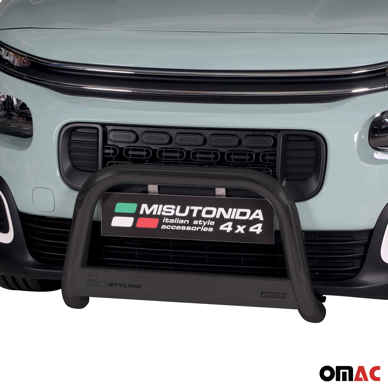 Bull Barra Frontal para Citroen Berlingo 2018-2025 Negro Brillante Acero 1Pza