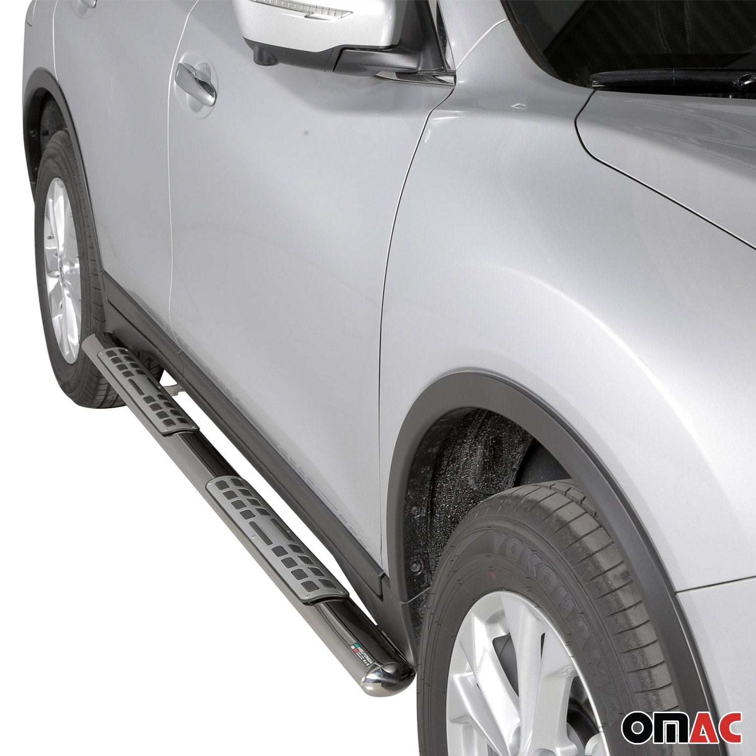 Par de Estribos Barras Laterales para Nissan X-Trail 2015-2017 Plata Acero 2x