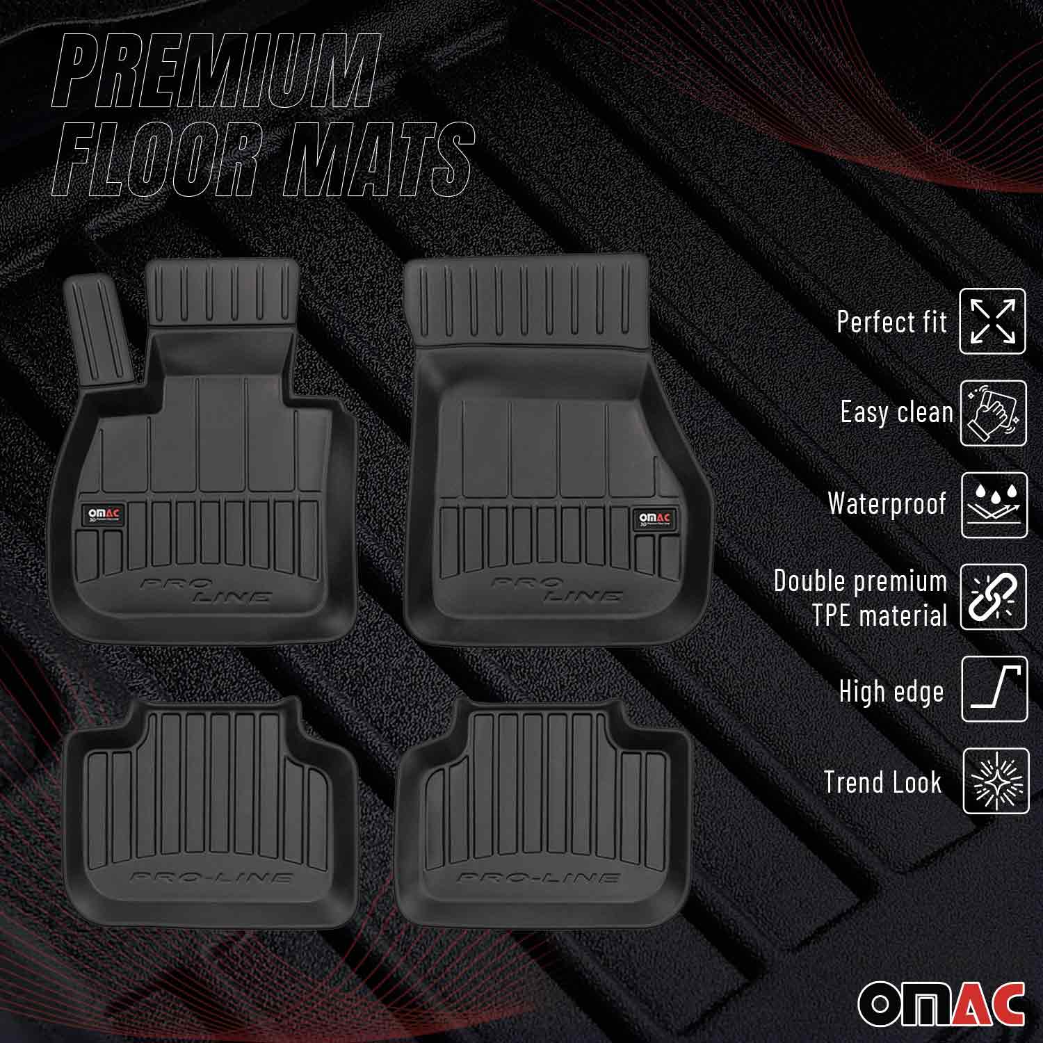 OMAC Premium Alfombrillas De Coche para BMW X2 F39 2018-2023 Negro TPE Goma 4Pza