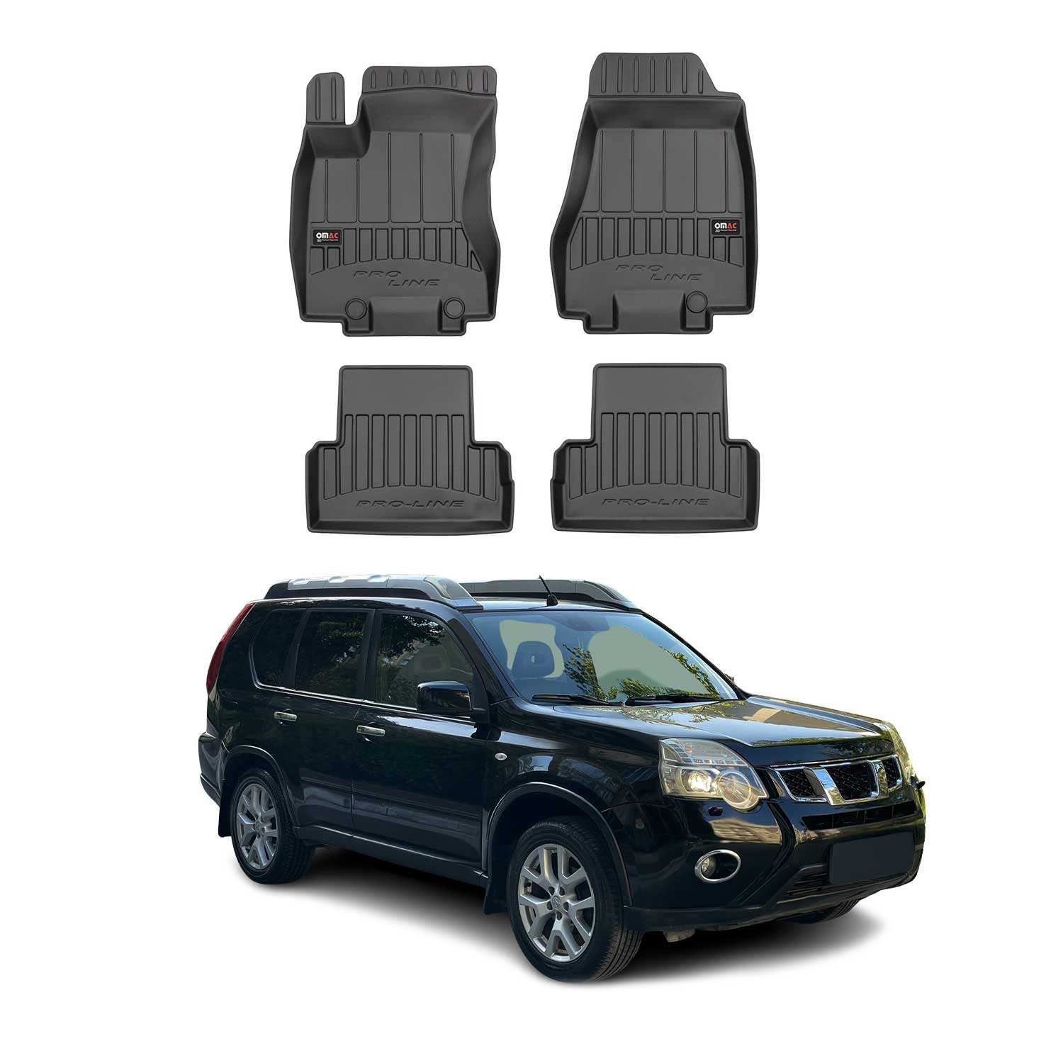 OMAC Premium Alfombrillas De Coche para Nissan X-Trail 2008-2013 TPE Goma 4x