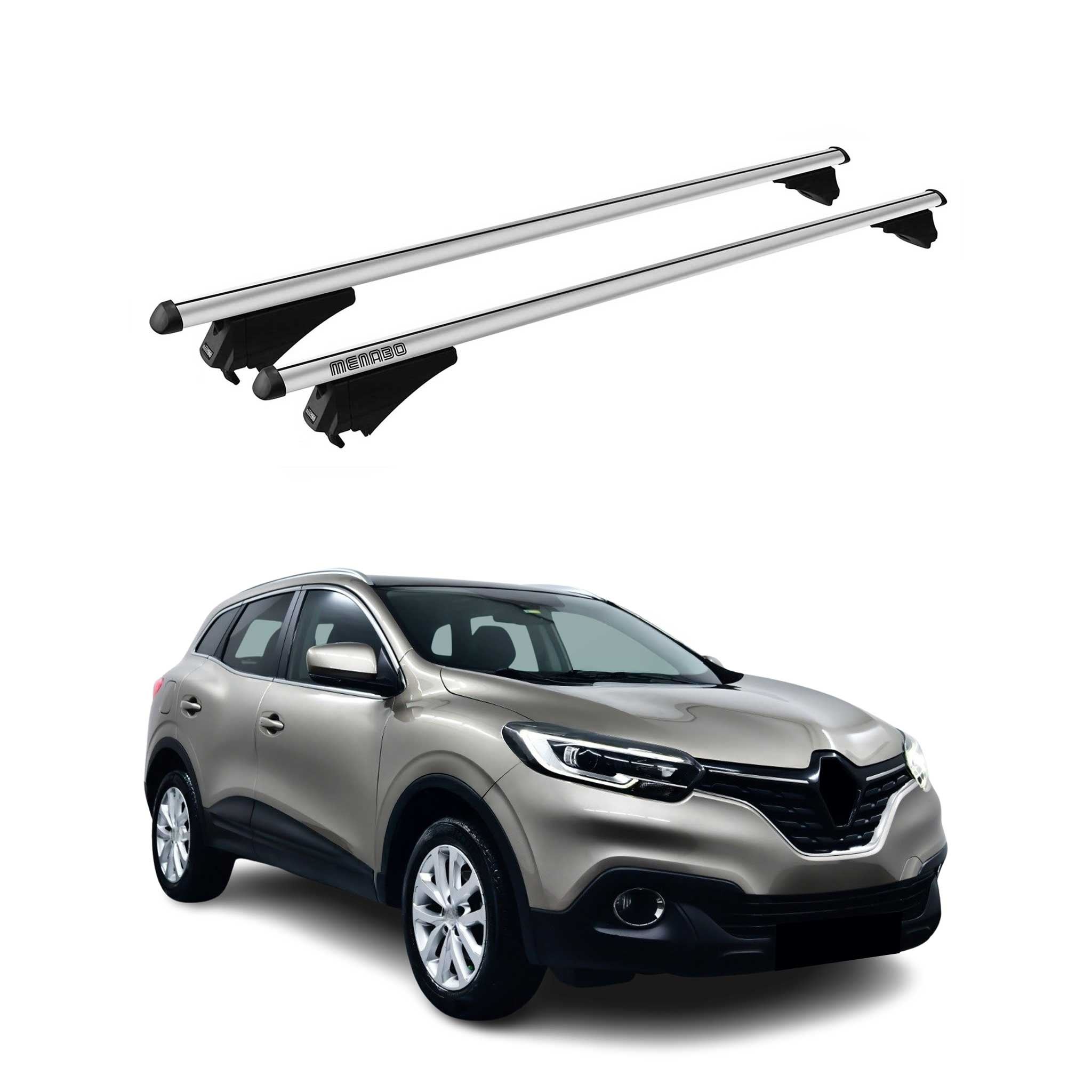 Menabo Barras de Techo Coche Baca para Renault Kadjar 2015-2025 Gris Aluminio 2x