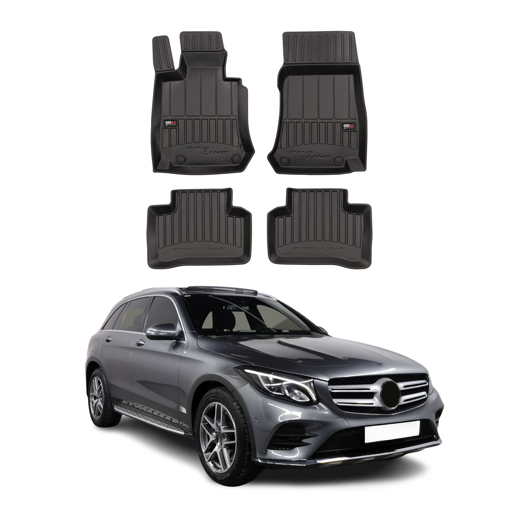 OMAC Premium Alfombrillas De Coche para Mercedes GLC X253 C253 2015-2022 Goma 4x