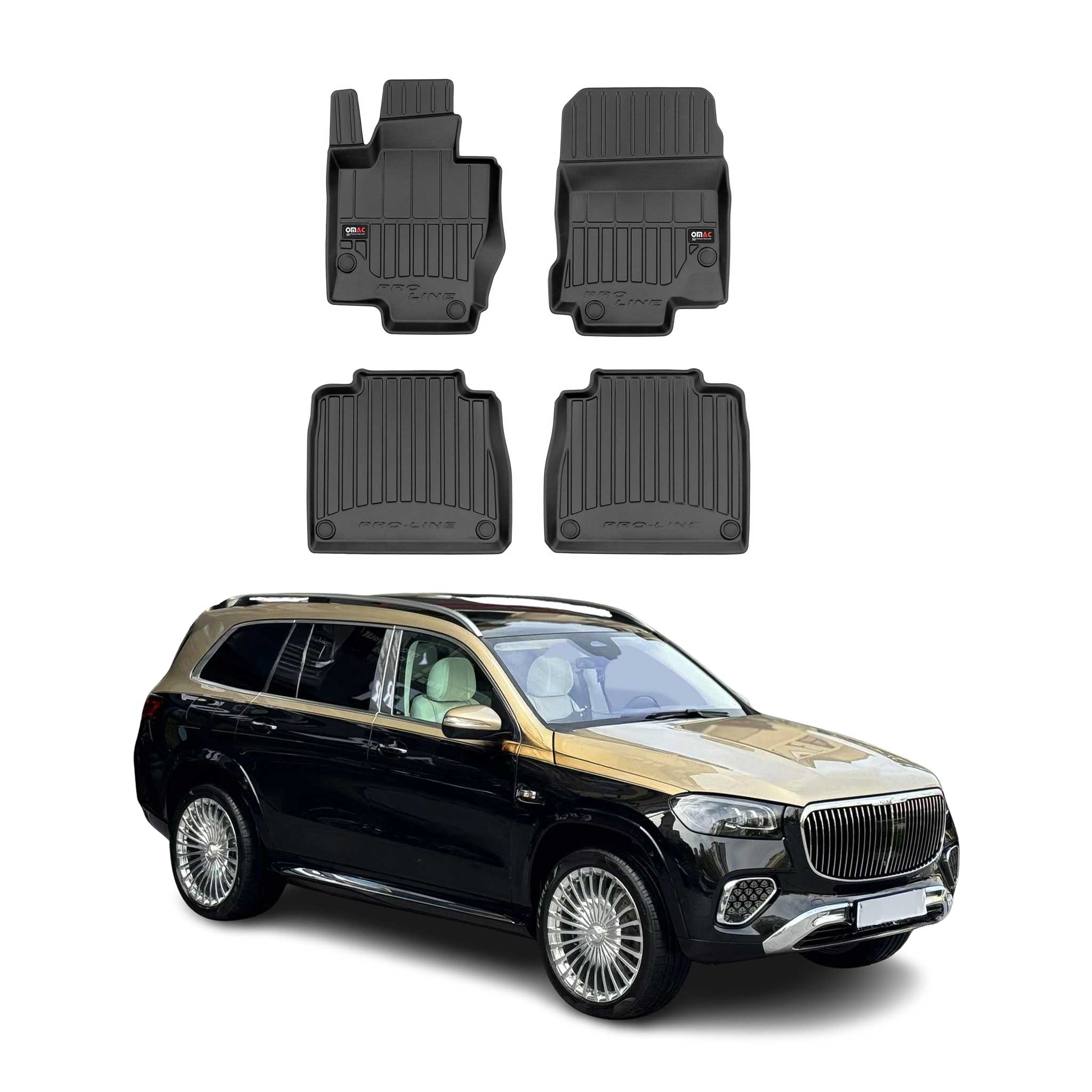 OMAC Premium Alfombrillas De Coche para Mercedes GLS X167 2020-2024 TPE Goma 4x