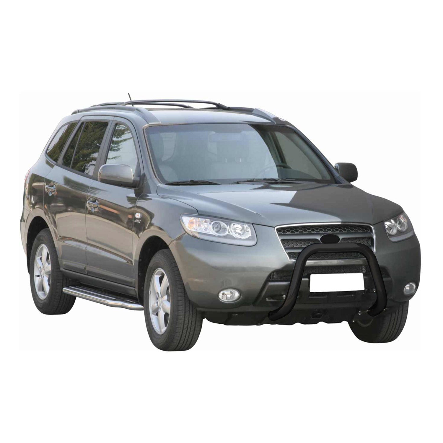 Bull Barra Frontal para Hyundai Santa Fe 2006-2009 Negro Brillante Acero