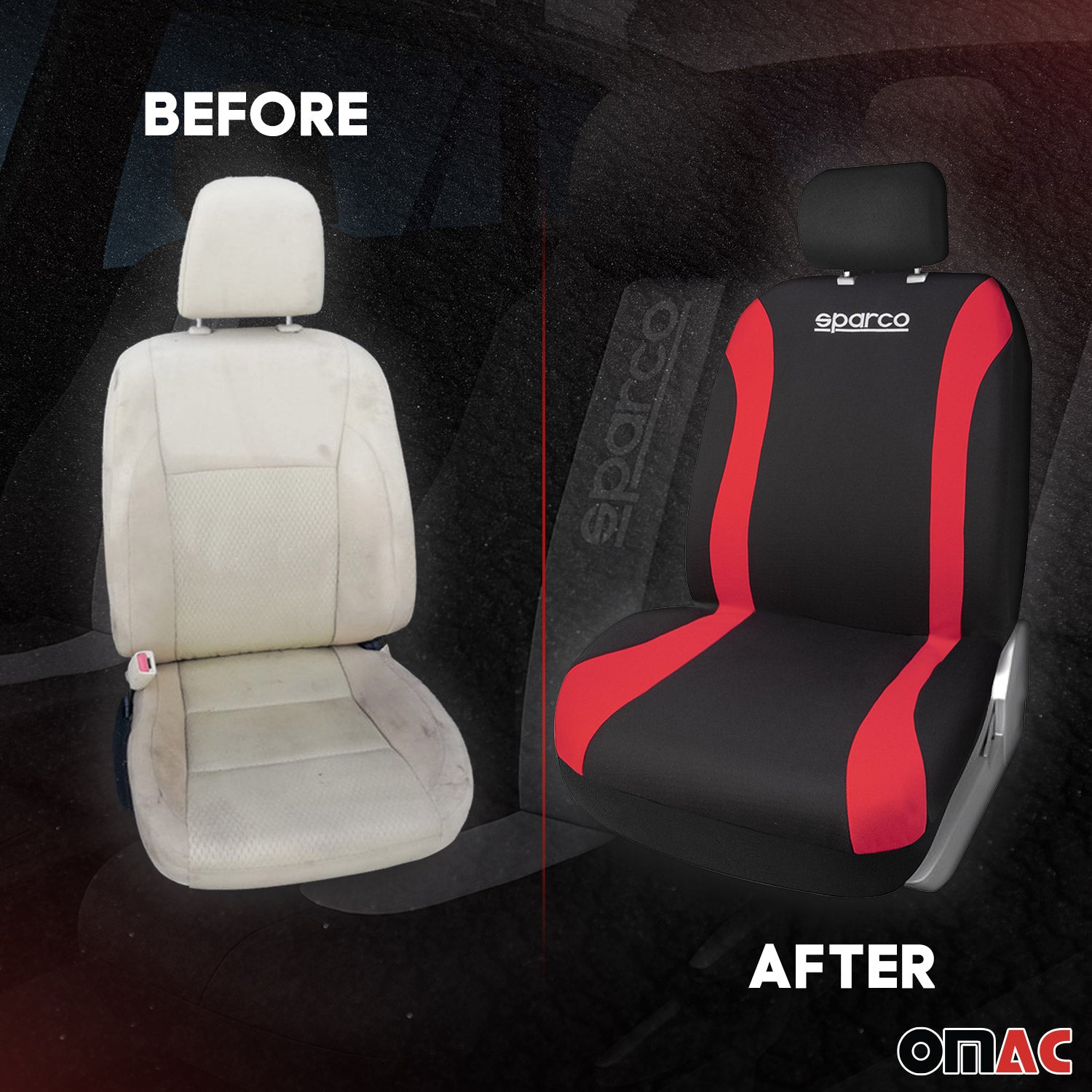 Sparco Funda de Asiento Universal Negro Rojo 9Pza Poliéster