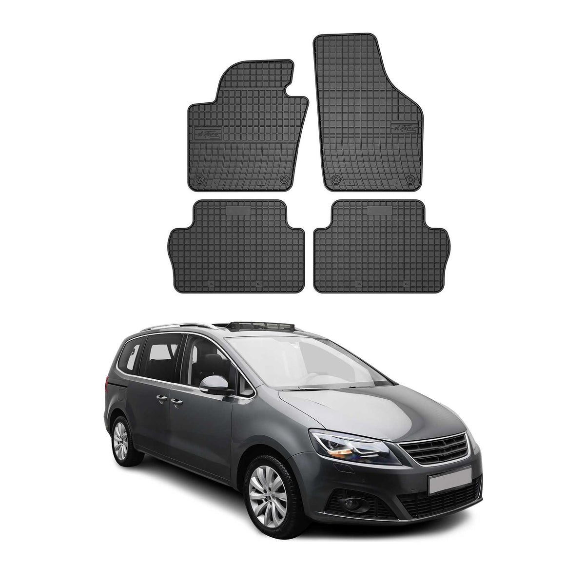 OMAC Alfombrillas De Coche para Seat Alhambra 2010-2025 Negro Goma TPE 4Pza