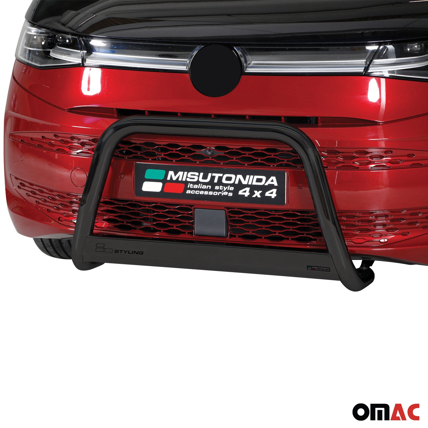 Bull Barra Frontal para VW Multivan T7 2022-2025 Negro Brillante Acero 1Pza