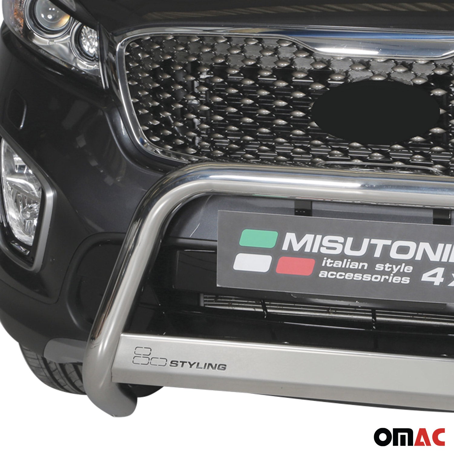 Bull Barra Frontal para Kia Sorento 2015-2018 Plata Brillante Acero 1Pza