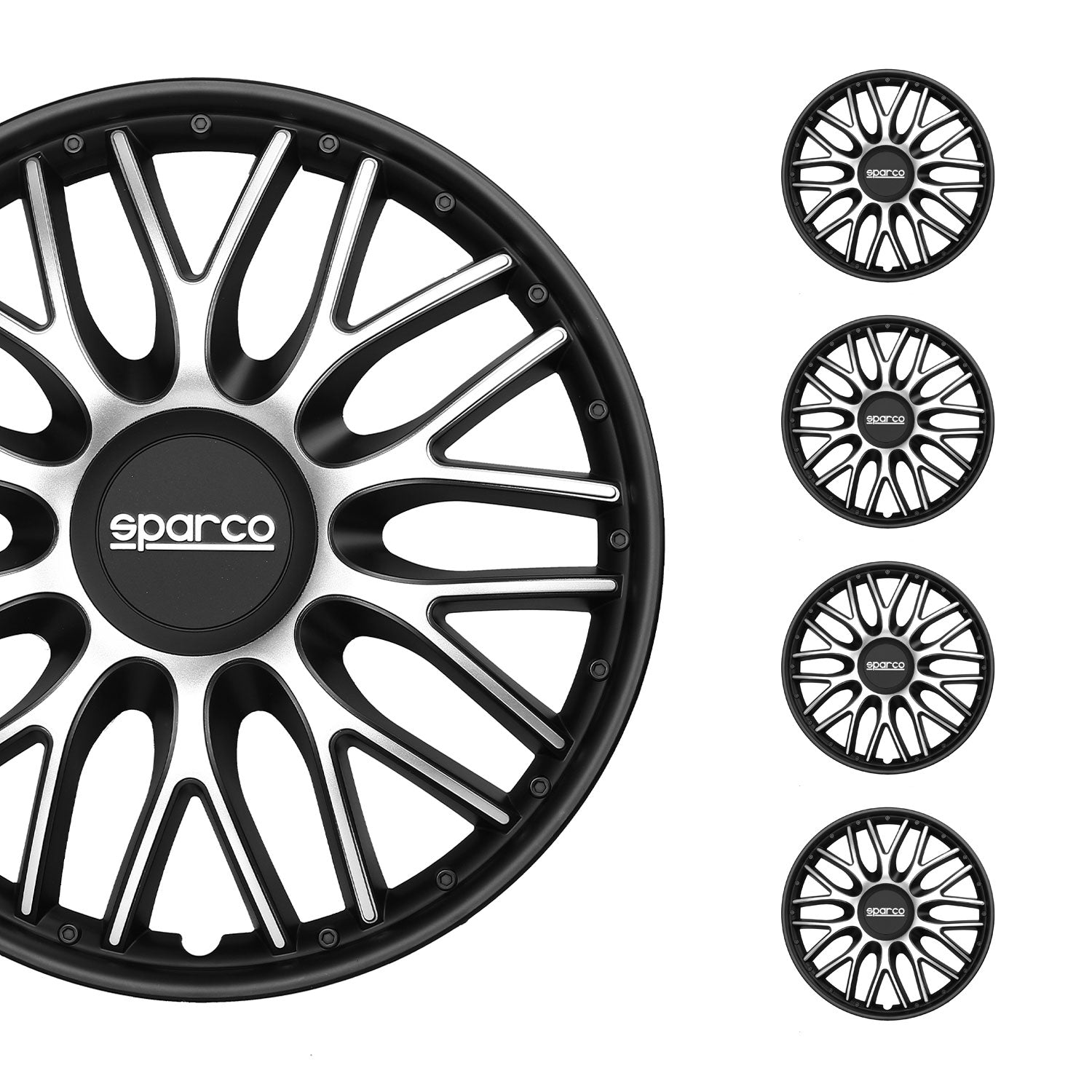 Sparco Roma Tapacubos 16" pulgadas Universal Negro Plata ABS Plástico