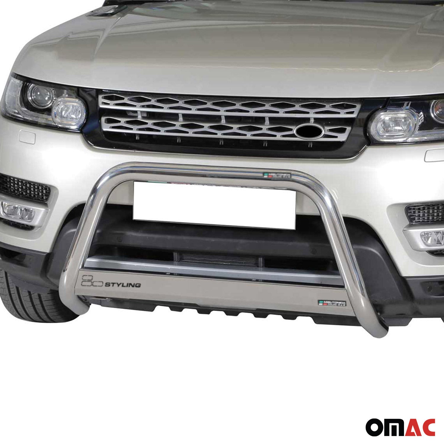 Bull Barra Frontal para Range Rover Sport 2014-2017 Plata Brillante Acero