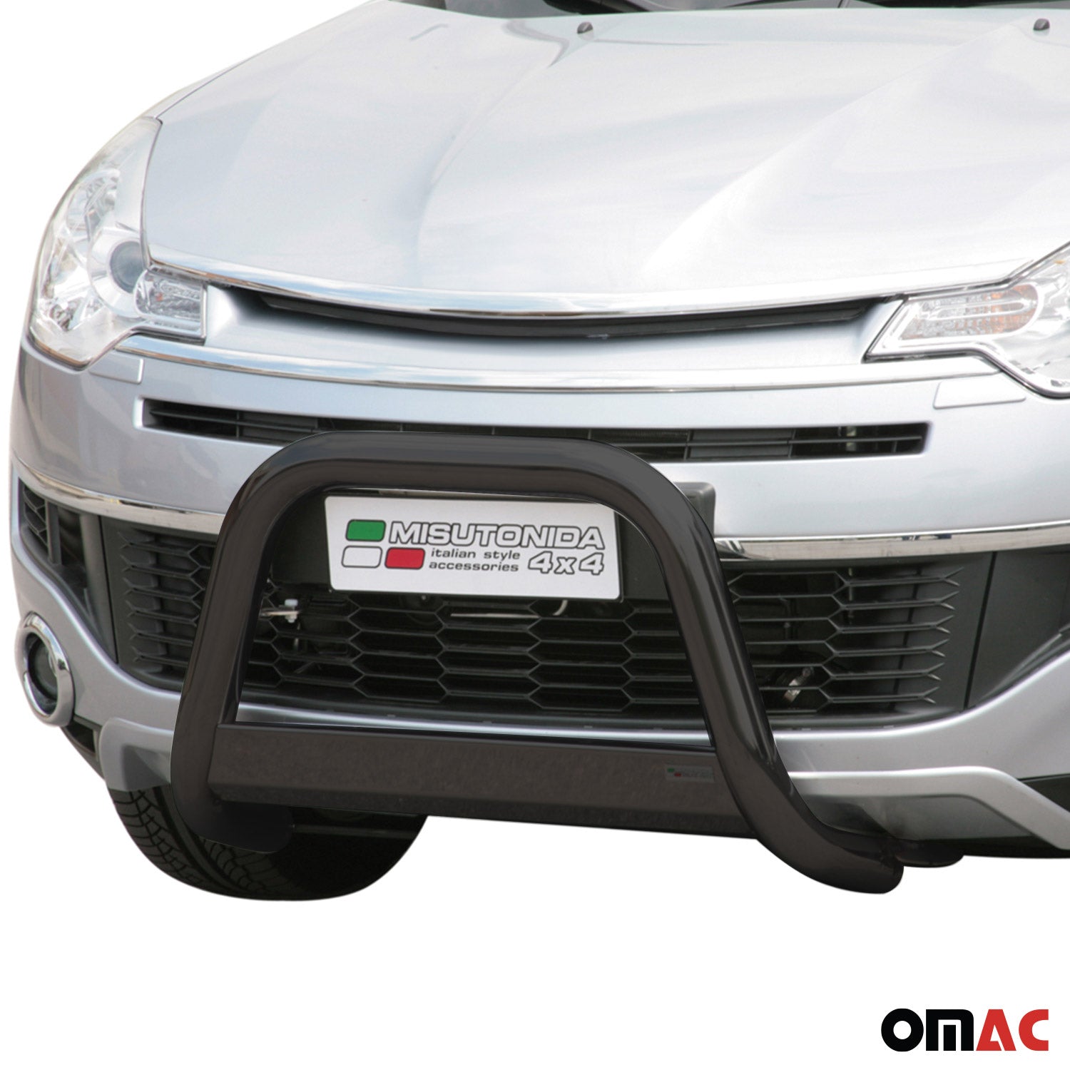 Bull Barra Frontal para Citroen C-Crosser 2008-2012 Negro Brillante Acero 1Pza