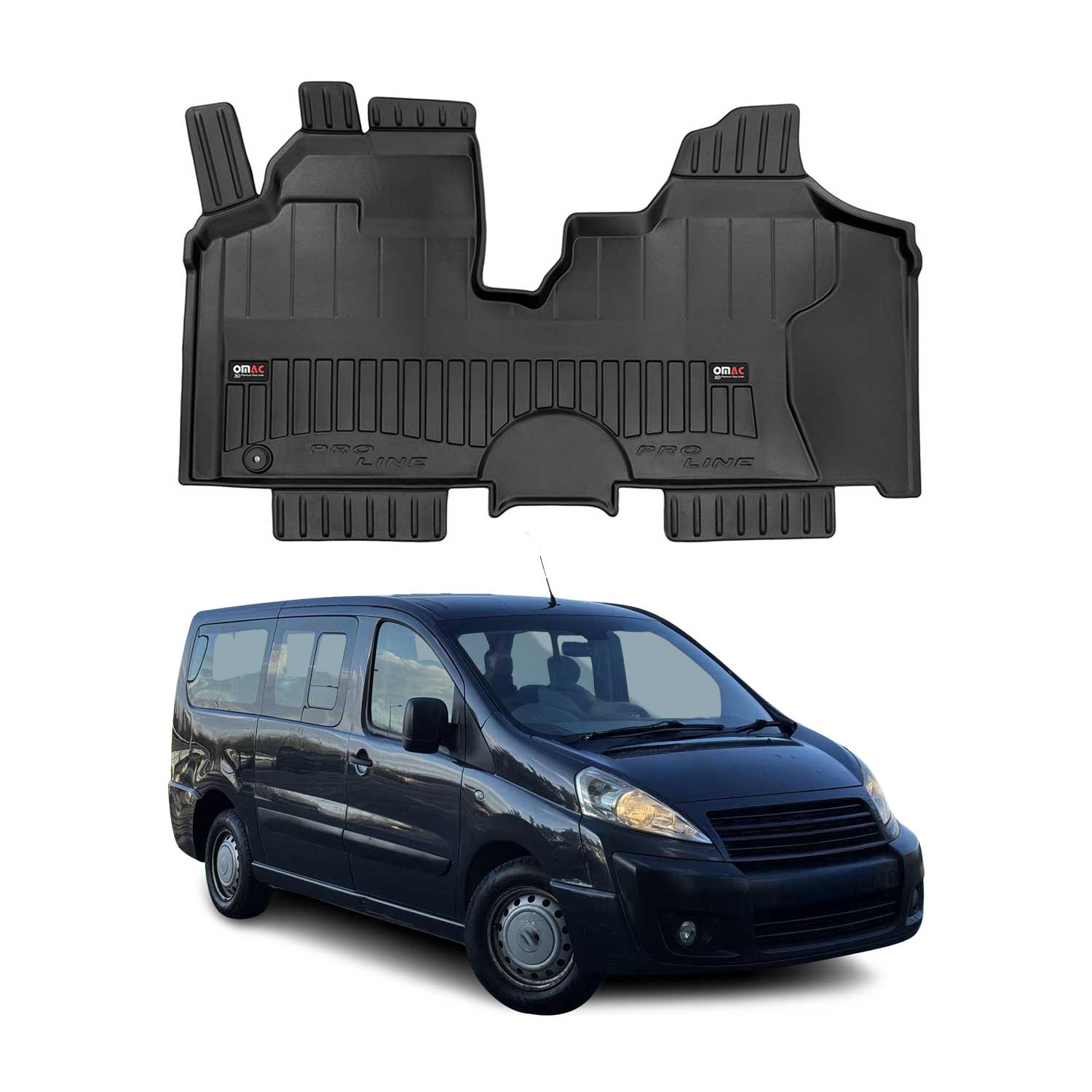 OMAC Premium Alfombrillas De Coche para Fiat Scudo 2007-2016 Negro TPE Goma