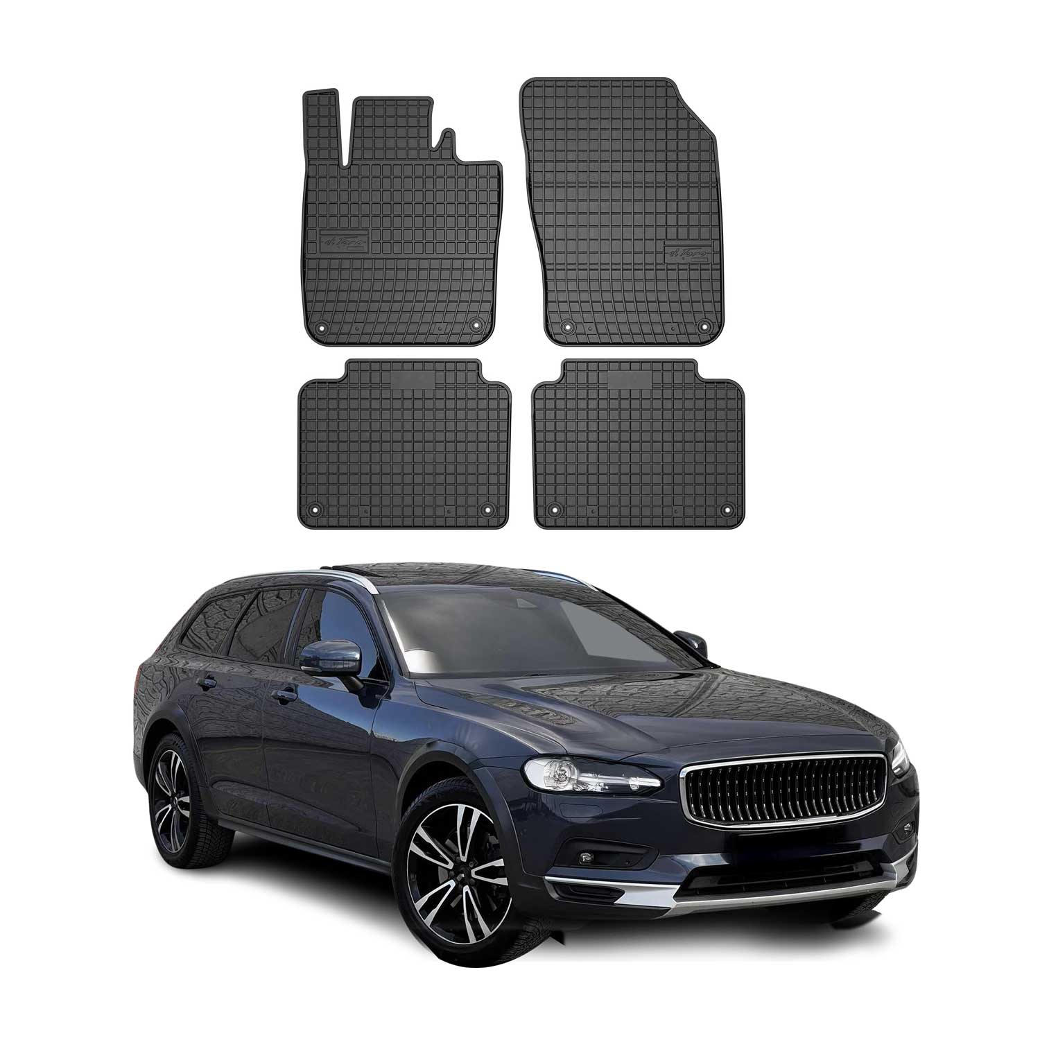 OMAC Alfombrillas De Coche para Volvo V90 2016-2025 Negro Goma TPE 4Pza