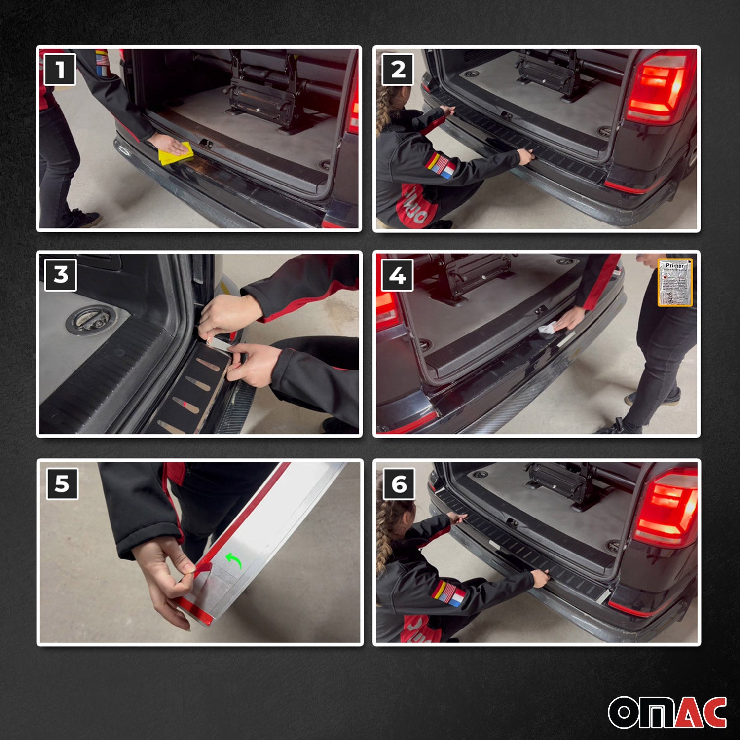 Protector de Parachoques Trasero para VW Touran 2015-2025 Acabado Carbono Acero