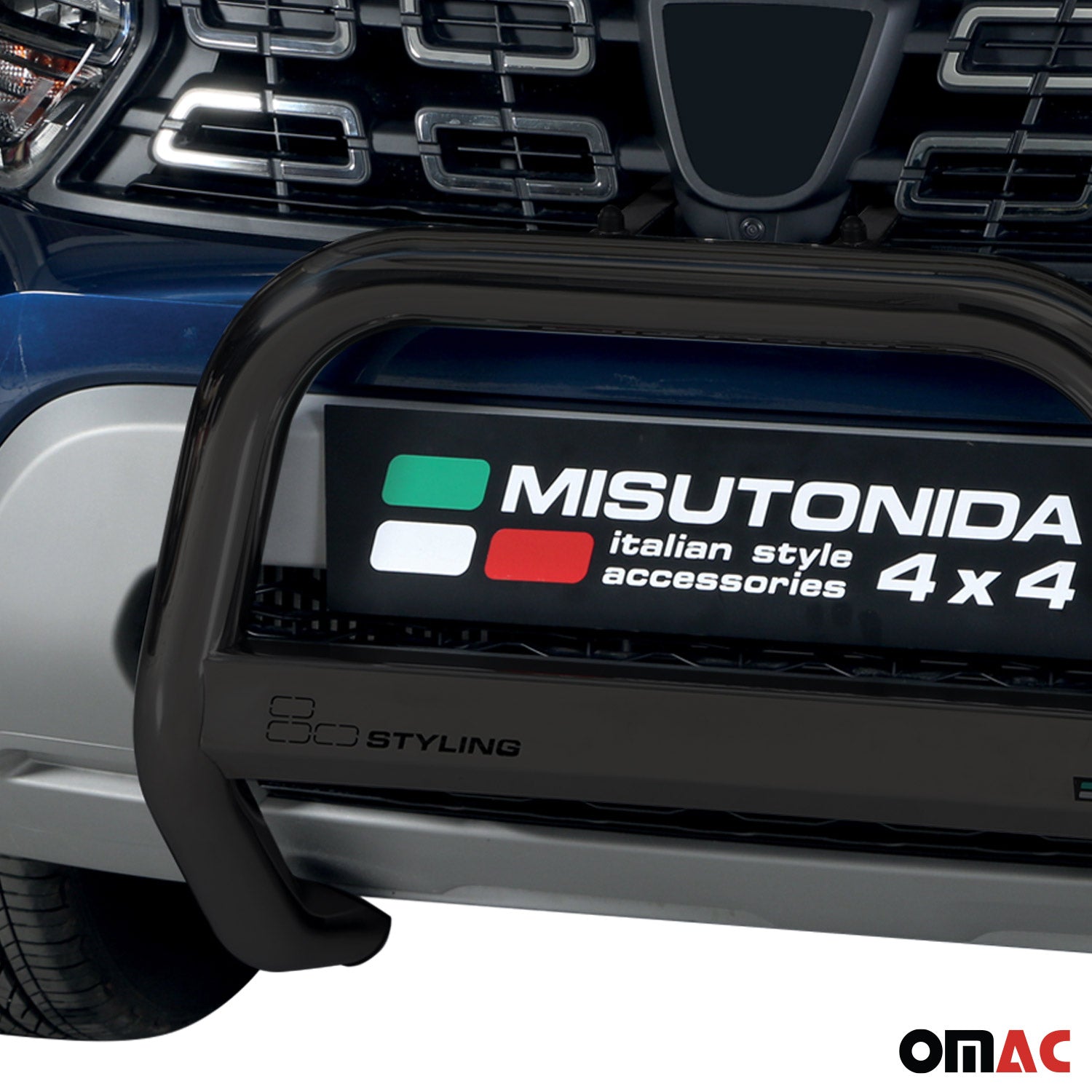 Bull Barra Frontal para Dacia Duster 2020-2025 Negro Brillante Acero 1Pza