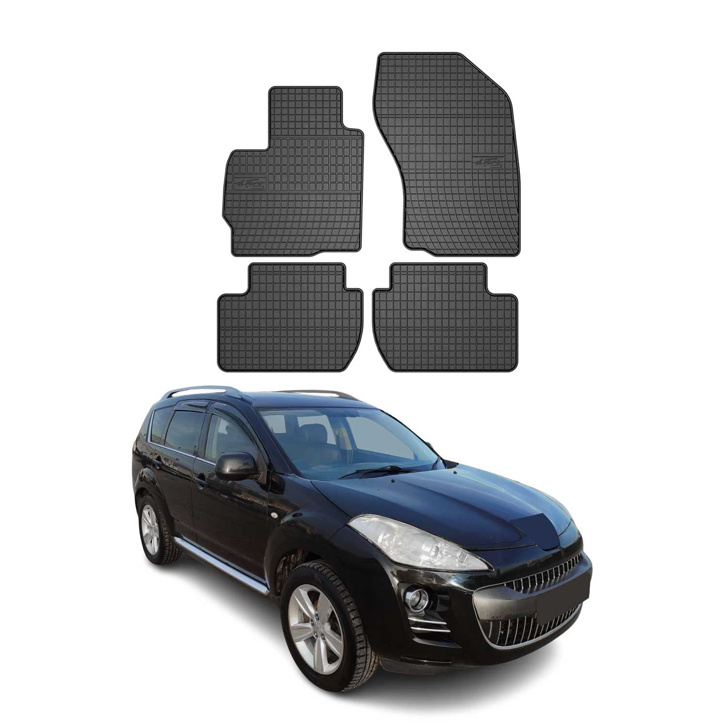 OMAC Alfombrillas De Coche para Peugeot 4007 2007-2012 Negro Goma 4Pza