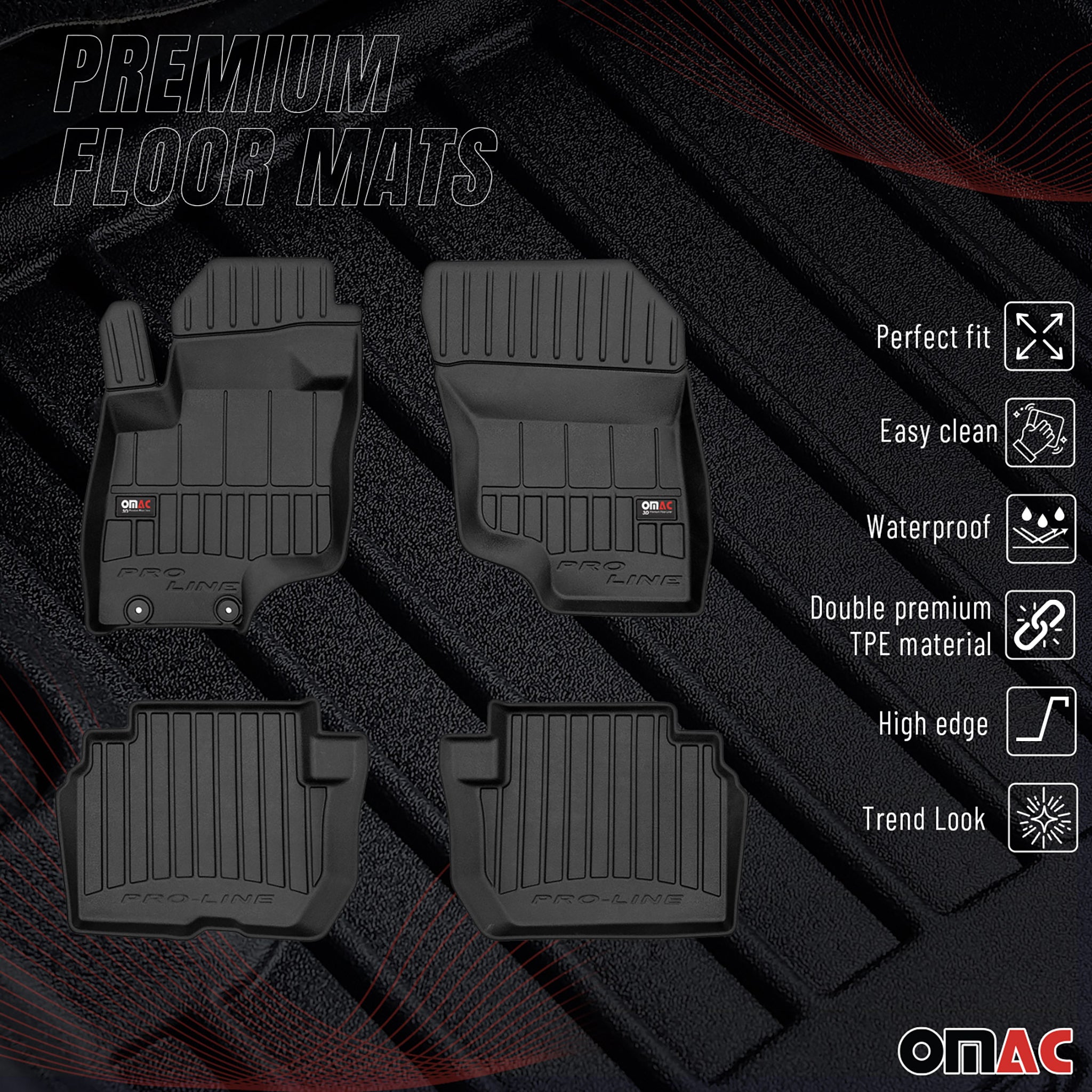 OMAC Premium Alfombrillas Coche para Mitsubishi Eclipse Cross PHEV 2017-2025 TPE